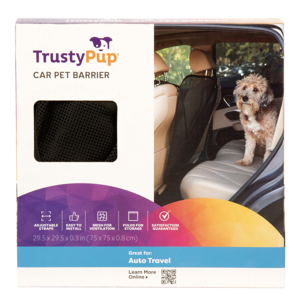TrustyPup Car Pet Barrier Easy-Install Adjustable Mesh Back Seat Pet Barrier, Black