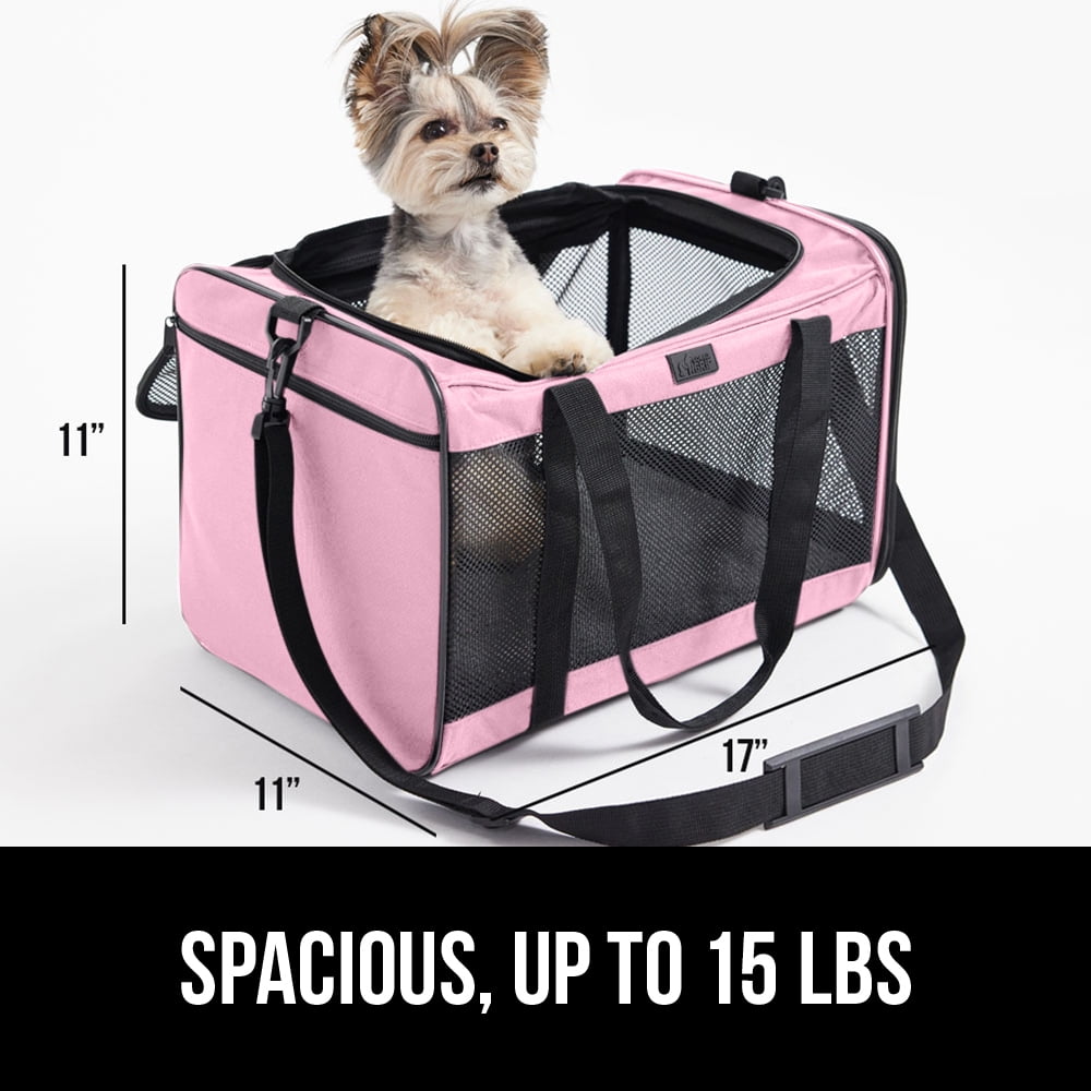 GORILLA GRIP Cat Carrier Portable Dog Kennel Up to 15 Lbs, Airline Pet Travel Bag, Pink