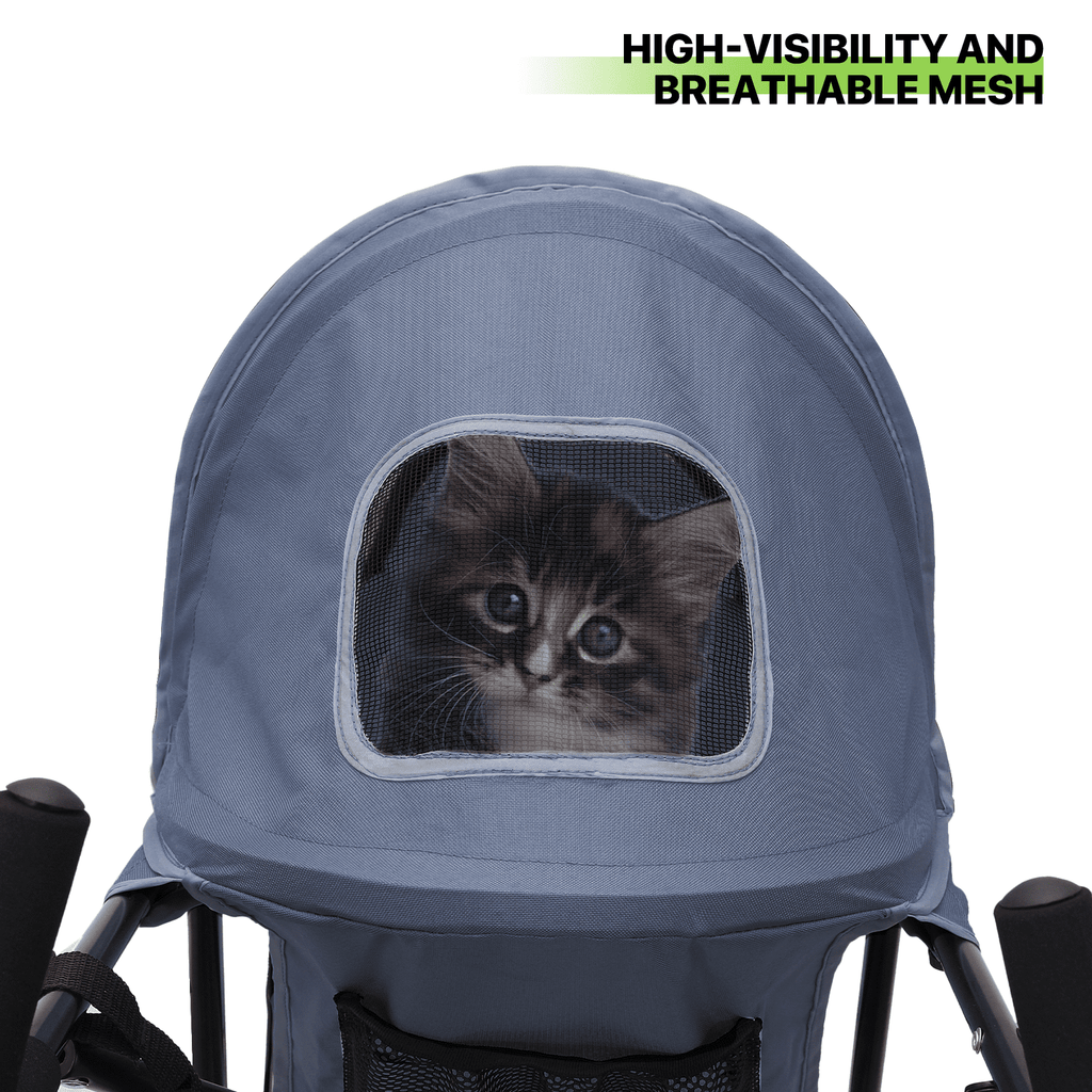 Magshion Foldable Lightweight Pet Trolley for Cats & Dogs, 4 Wheel (Navy Blue)