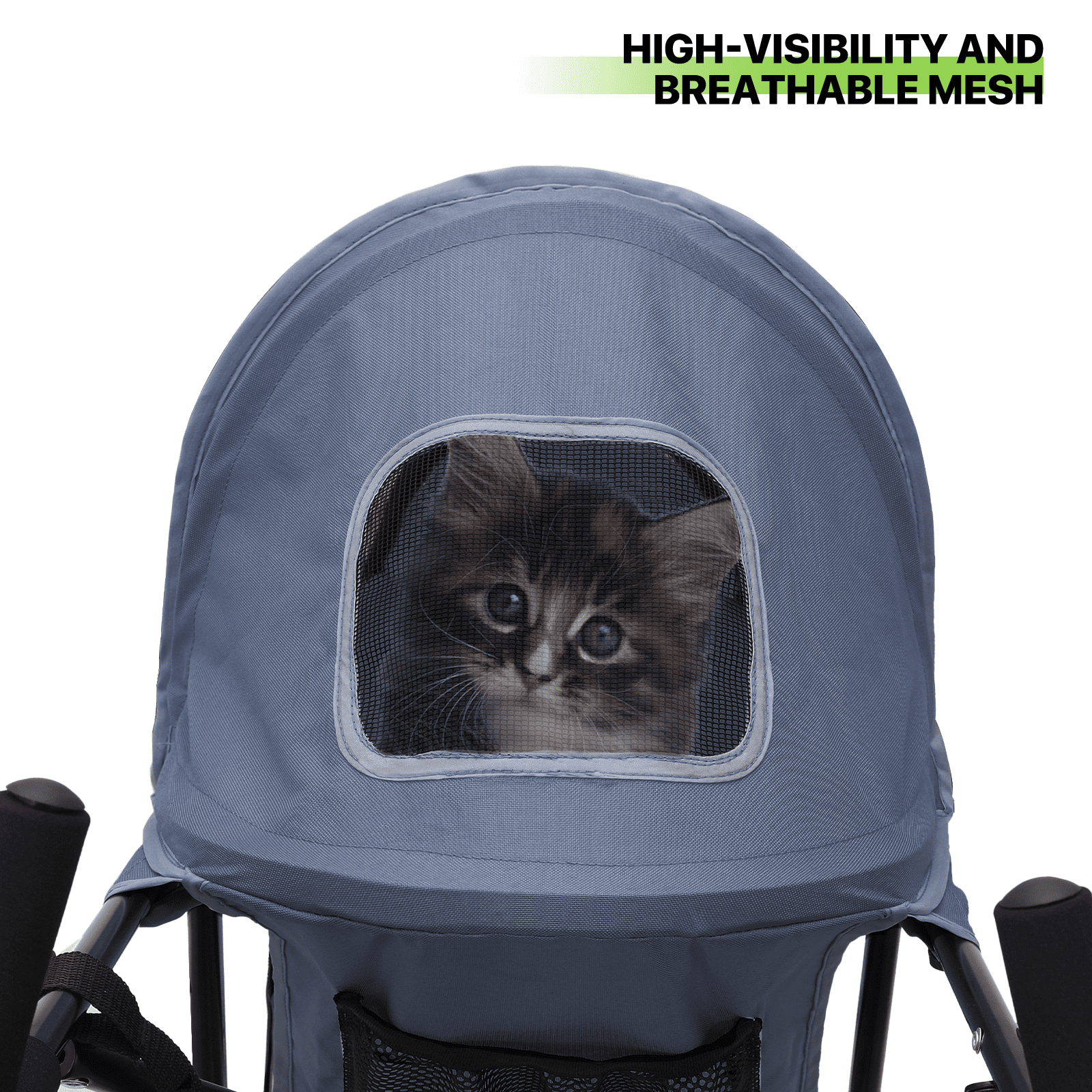 Magshion Foldable Lightweight Pet Trolley for Cats & Dogs, 4 Wheel (Navy Blue)