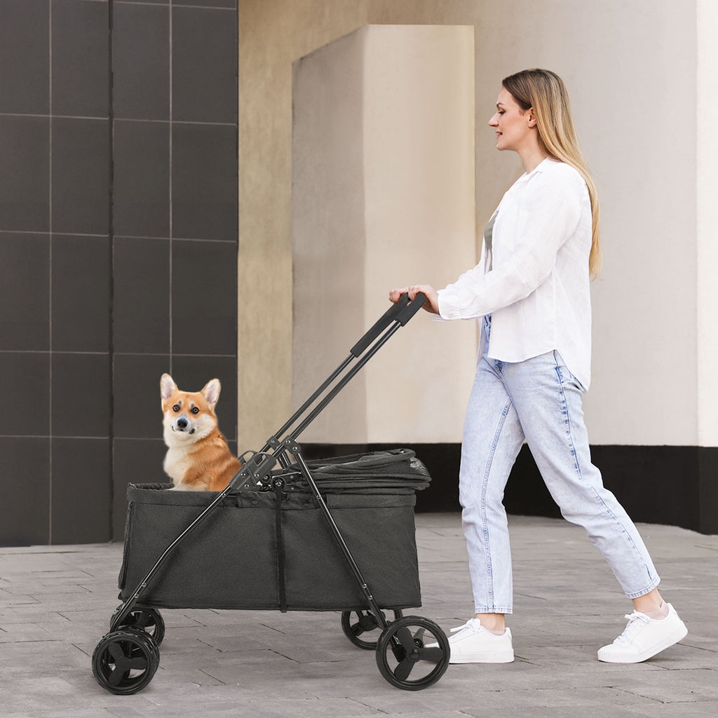 Wedyvko Pet Stroller, 4 Wheels Cat Dog Stroller Foldable Lightweight Dog Carrier Trolley Jogging Stroller,Black