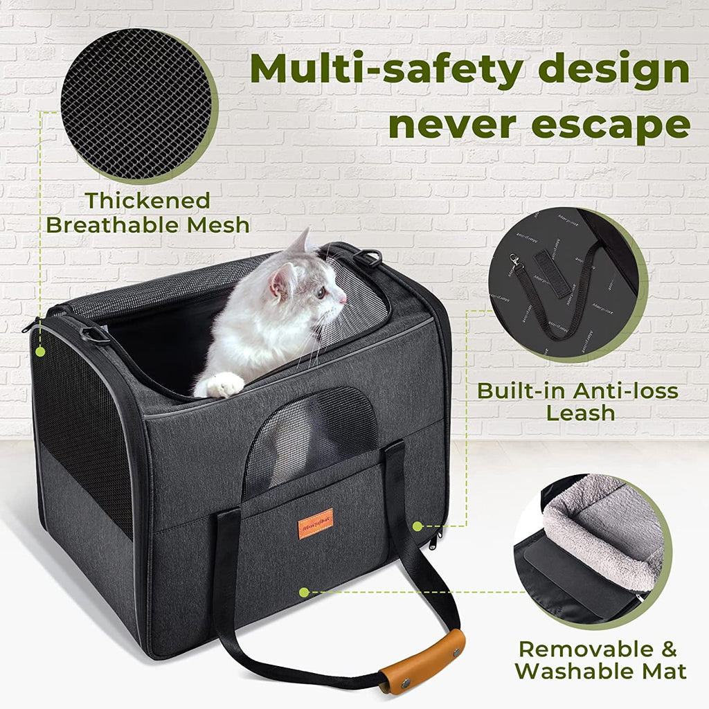 Cat Carrier MORPILOT® Extra Large Cat Bag with Water Bowl, Soft Sided Tsa Airline Approved Pet Carrier up to 25LB, Travel Puppy Carrier Cat Carrier for Small Medium Large Dogs Cats Rabbits - Gray