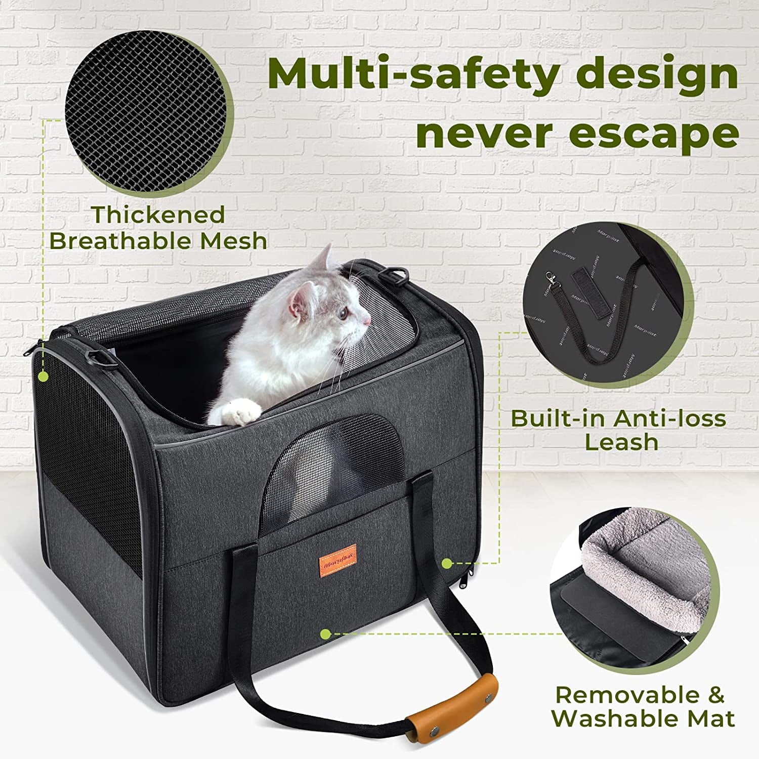 Cat Carrier MORPILOT® Extra Large Cat Bag with Water Bowl, Soft Sided Tsa Airline Approved Pet Carrier up to 25LB, Travel Puppy Carrier Cat Carrier for Small Medium Large Dogs Cats Rabbits - Gray