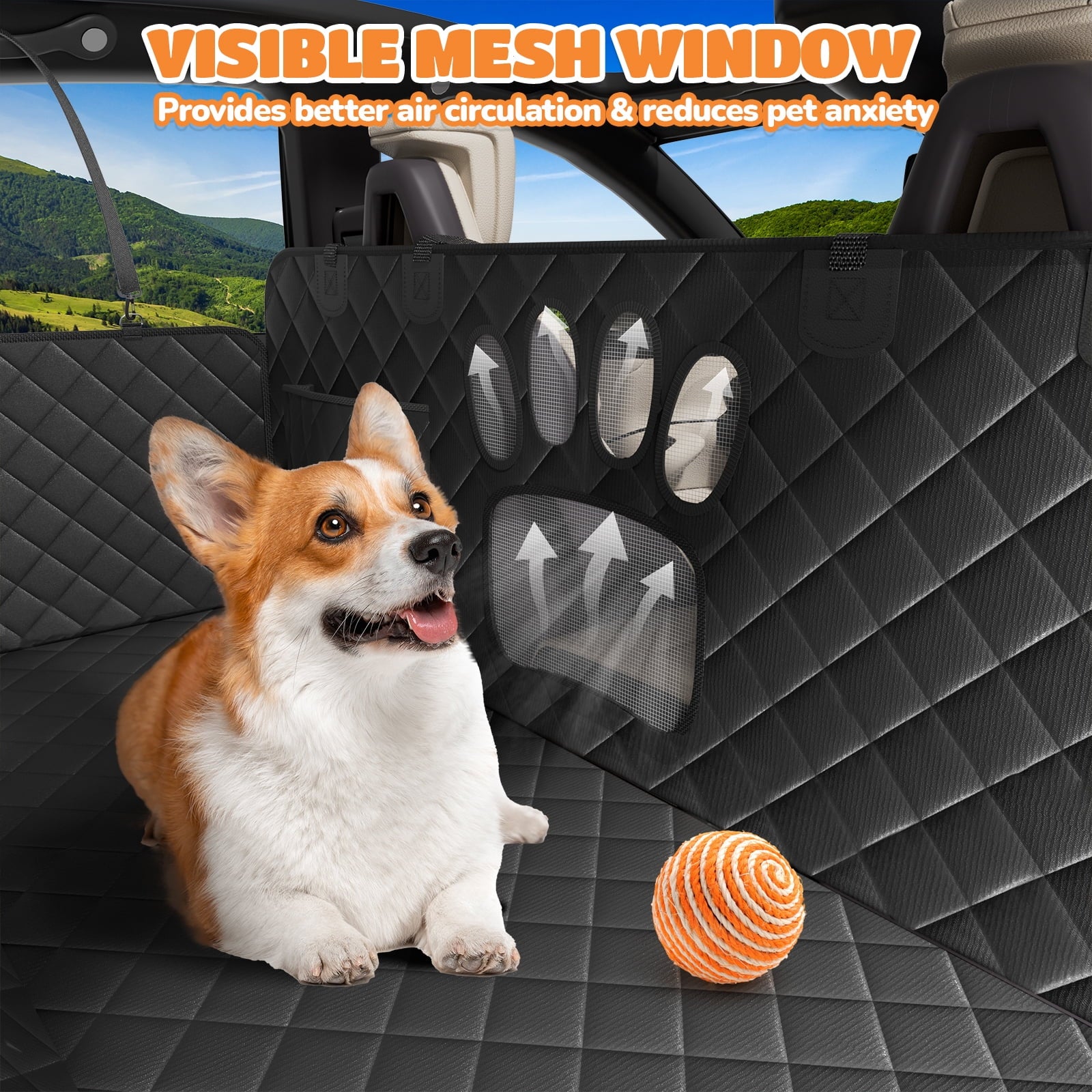 Dog Seat Cover-LAKWAR Non-slip Dog Car Hammocks with Seatbelt Dog Car Seat Cover Waterproof and Scratch-Resistant Dog Car Back Seat Protection