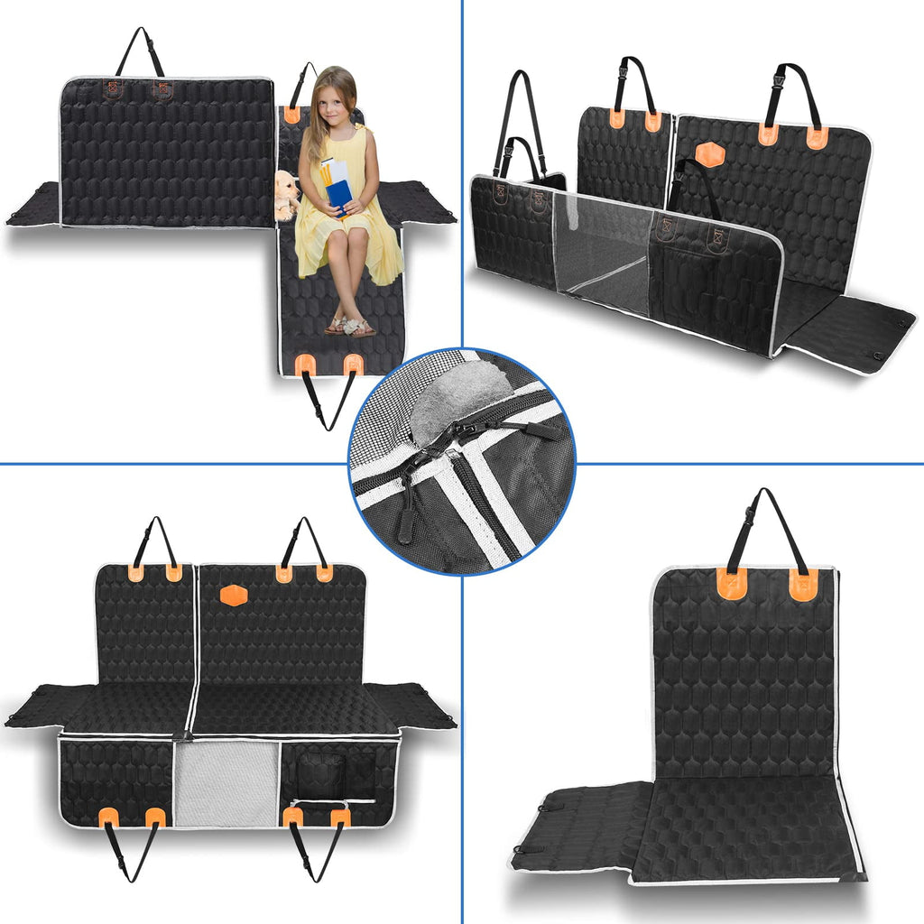 OneAmg Dog Car Seat Cover, 600D Oxford Fabric, Waterproof, Non-Slip Dog Seat Hammock for SUV/Car/Truck, Suitable for Traveling and Camping, Black