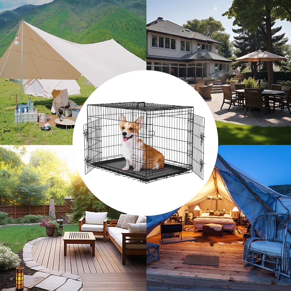 JOINSUN 36" Large Dog Crate, Portable Double-Door Large Dog Cage with Divider Panel for Medium/Large Dogs, Suitable for Indoor and Outdoor Use