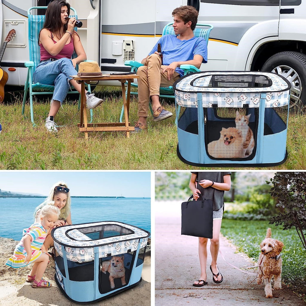 Collapsible Dog Crate Portable Cat Cage Pet Delivery Room Suitable for Dogs/Cats/Rabbits/Pets,ZBH,Blule