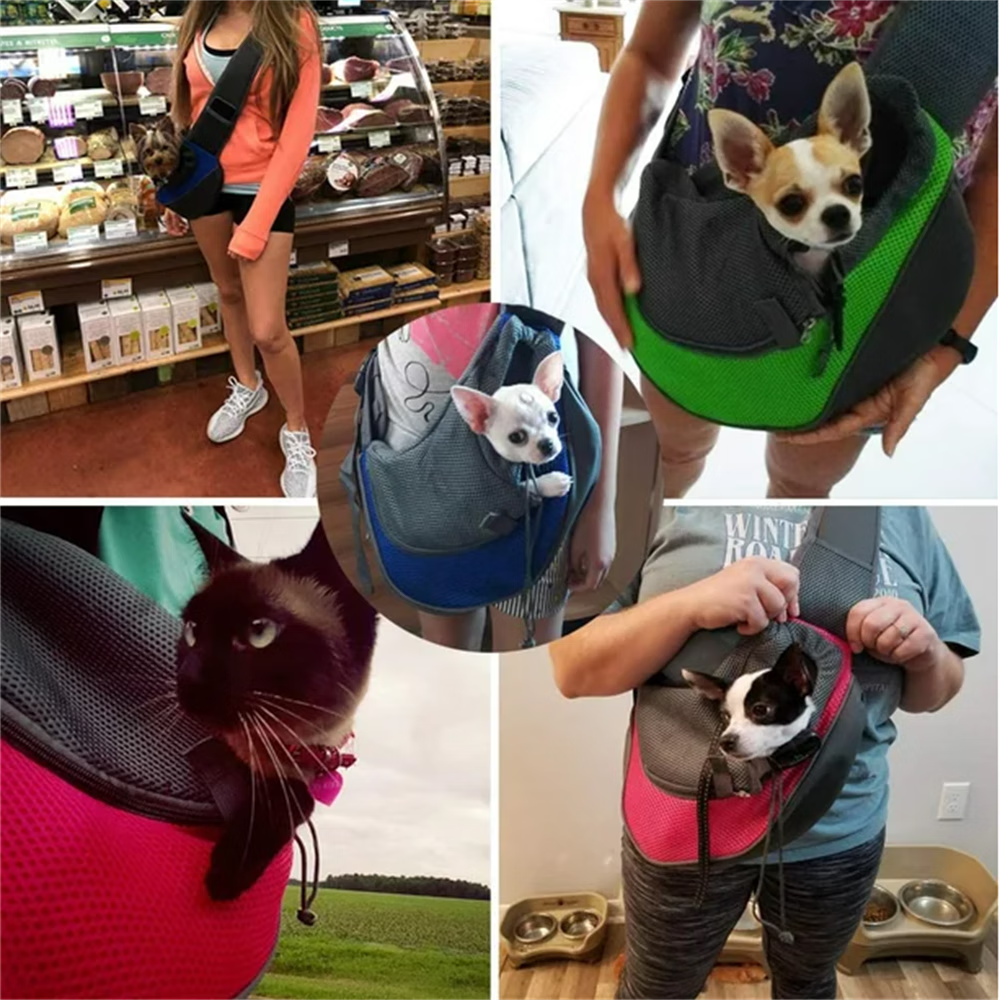 Pet Sling Carrier, Dog Sling Carrier with Breathable Mesh, Travel Safe Sling Bag Carrier for Small Dogs Cats Less Than 5lbs