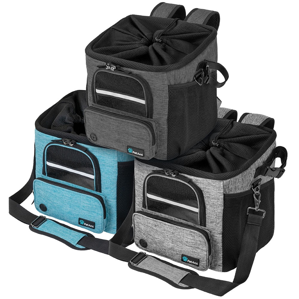 PetAmi Dog Bike Basket, Soft-sided Ventilated Dog Bike Carrier Backpack, Dog Pet Bicycle Basket for Bike Handlebar, Small Medium Puppy Cat Kitten Car Booster Seat with Safety Strap (Gray)