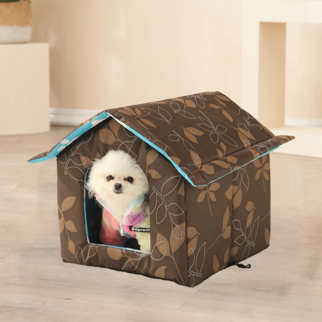 Winter Pet House with Self Warming Pad, Waterproof Outdoor Cat Dog House Foldable Warm Pet Cave for Winter Wild Animal Tent Bed, Outdoor Indoor Heat Insulated Shelter Enclosure for Pet