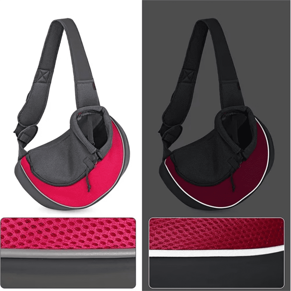Pet Dog Sling Carrier Puppy Sling Bag Small Dogs Cats Carrier Adjustable Strap Mesh Hand Free Dog Satchel Carrier for Outdoor Travel (S (up to 5 lbs), Pink)