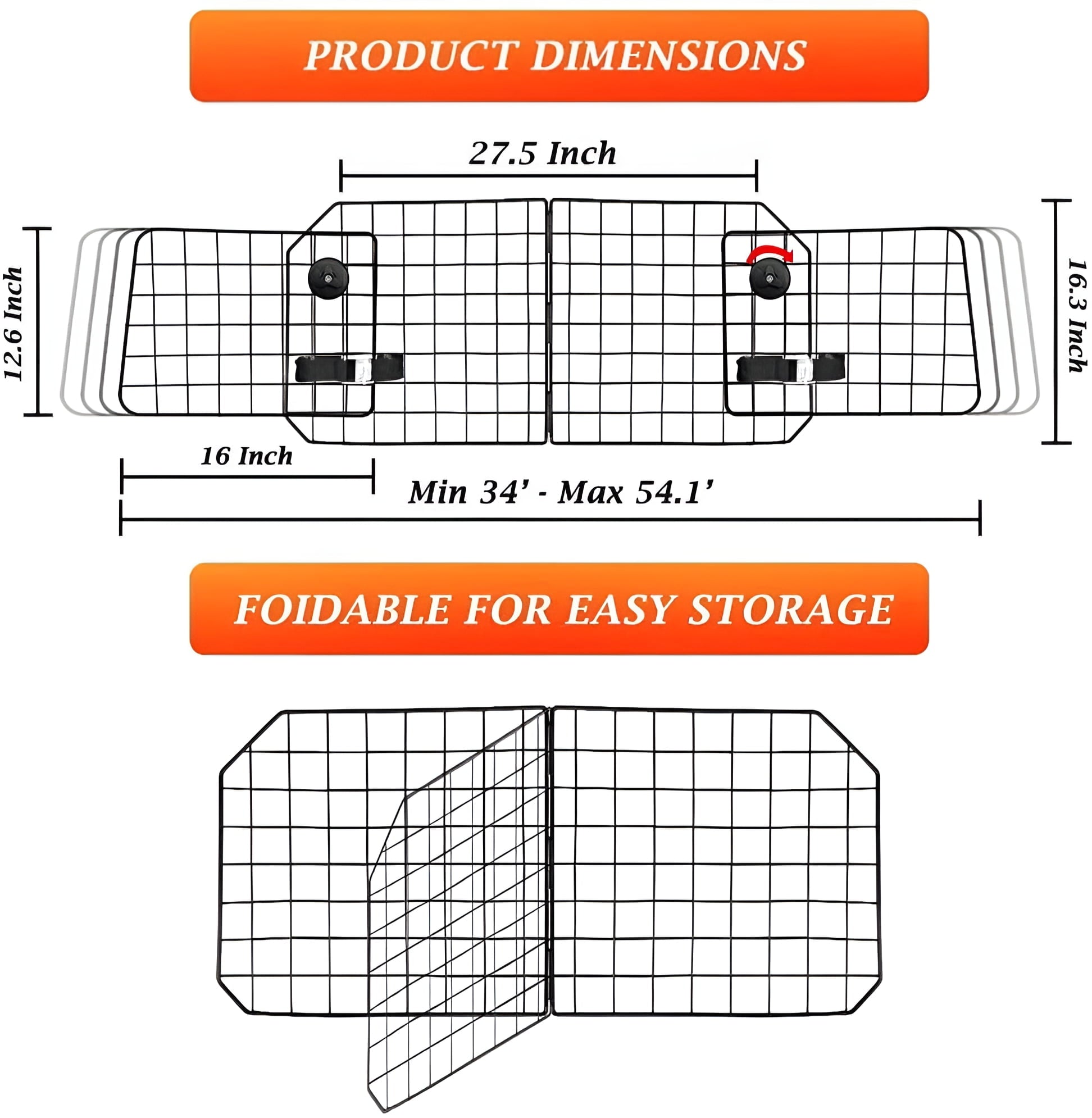 Dog Car Barriers,Dog Barrier for SUV,Vehicles,Dividers,Pet Barriers Heavy Duty Wire Adjustable Dog Barrier with Front Seat Mesh Pet Barrier Net Organizer