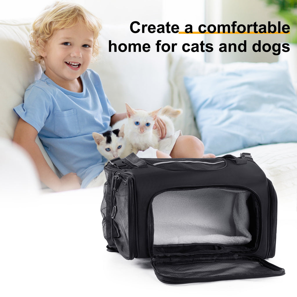 Onekawa Airline Approved Pet Carrier,Tsa approved pet carrier,Soft Sided Cat Carriers,Applicable for Small Dog Cats,Black