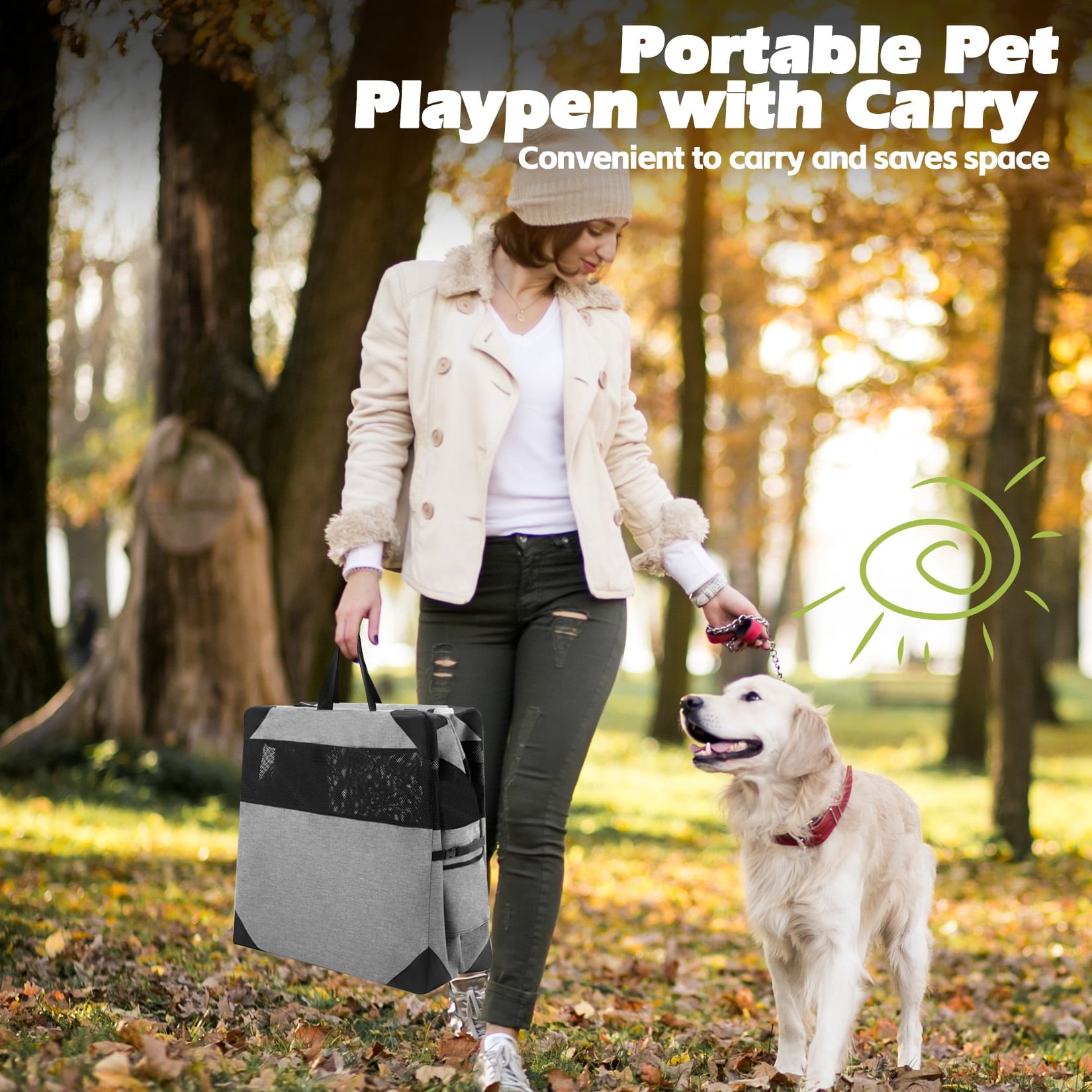 36 Inch Dog Crates,Collapsible Soft Dog Crate for Large Dogs, Chew Proof Mesh Window 3 Door Design, Indoor & Outdoor Portable Travel Dog Crate(French Grey)