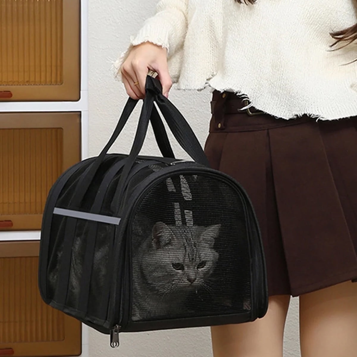 Arcticice Cat Dog Carrier for Small Medium Cats Dogs Puppies Up To 15 Lb with Oxford Cloth Full Side Mesh Collapsible Pet Carrier