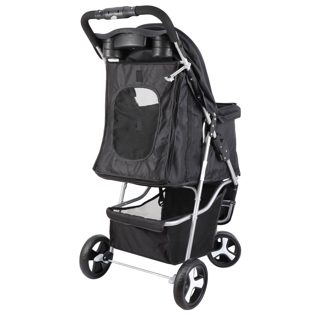 SuperDeal Lightweight 3-Wheel Pet Dog Travel Stroller Folding W/Safety Belt & Cup Holder