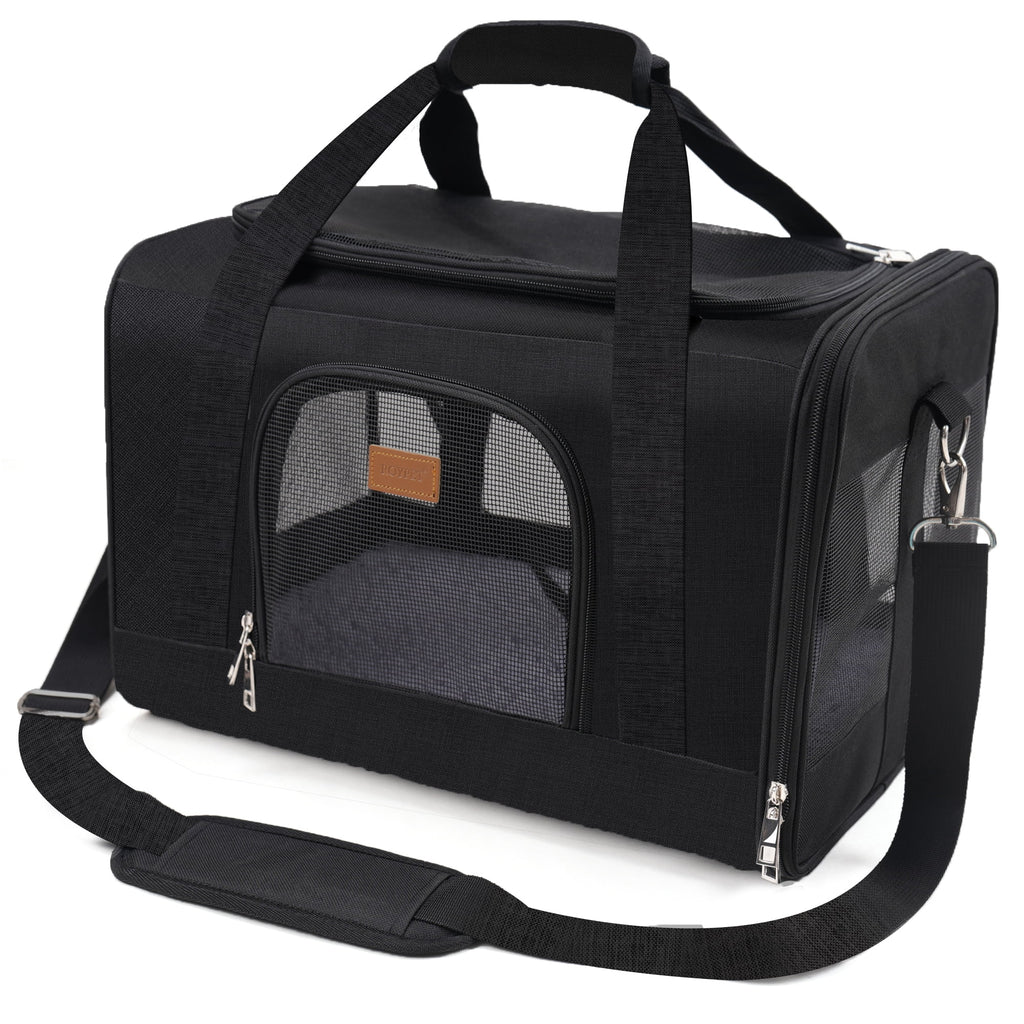 Roypet Small and Medium Pet Carrier, Airline Approved, Collapsible Travel, Black, 15 Lb Limit