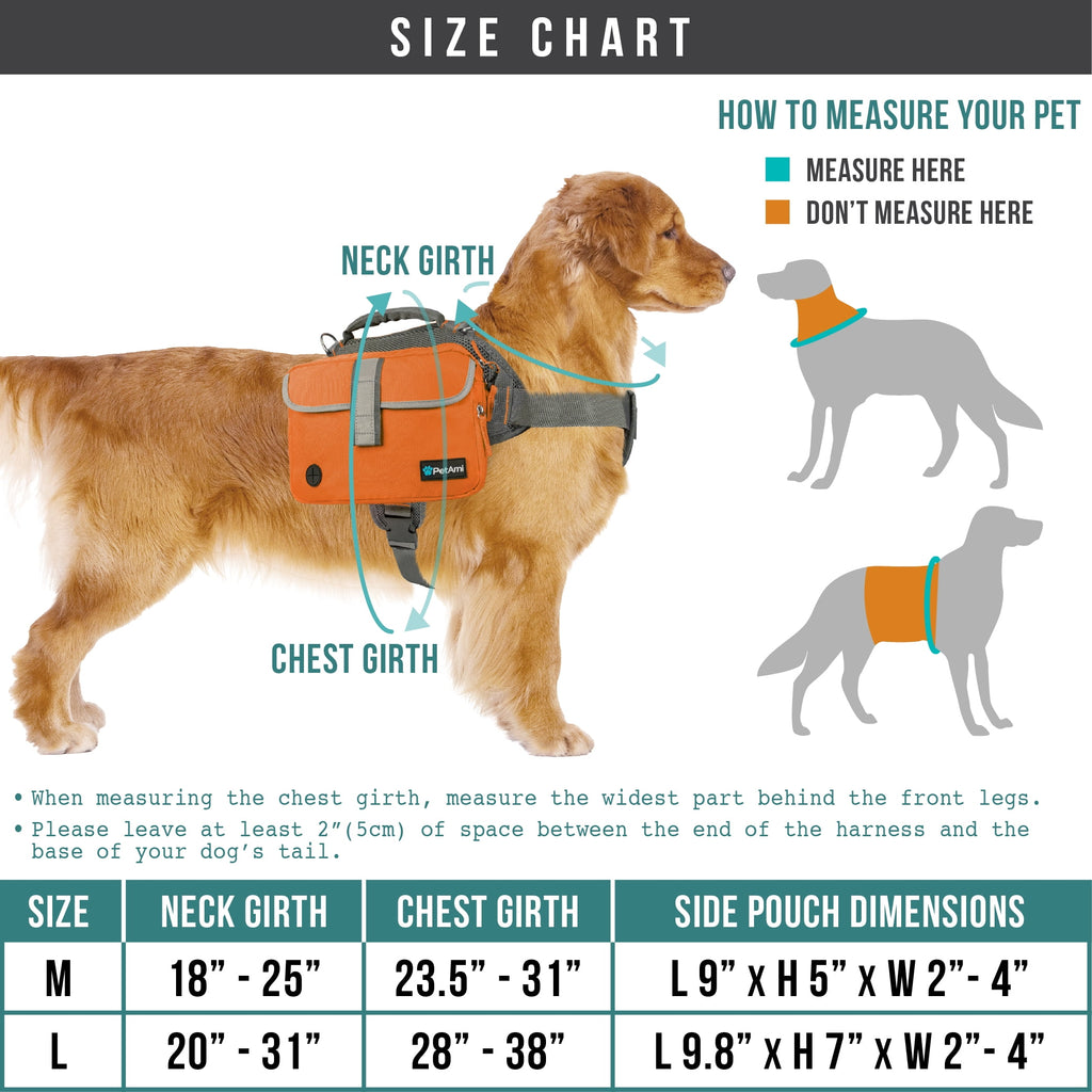 PetAmi Dog Backpack Saddle Bag for Medium Large Dogs, Saddlebag for Dogs to Wear, Harness Saddlebag for Hiking with Reflective Safety Side Pockets, Vest Dog Pack for Camping Travel (Green, Medium)