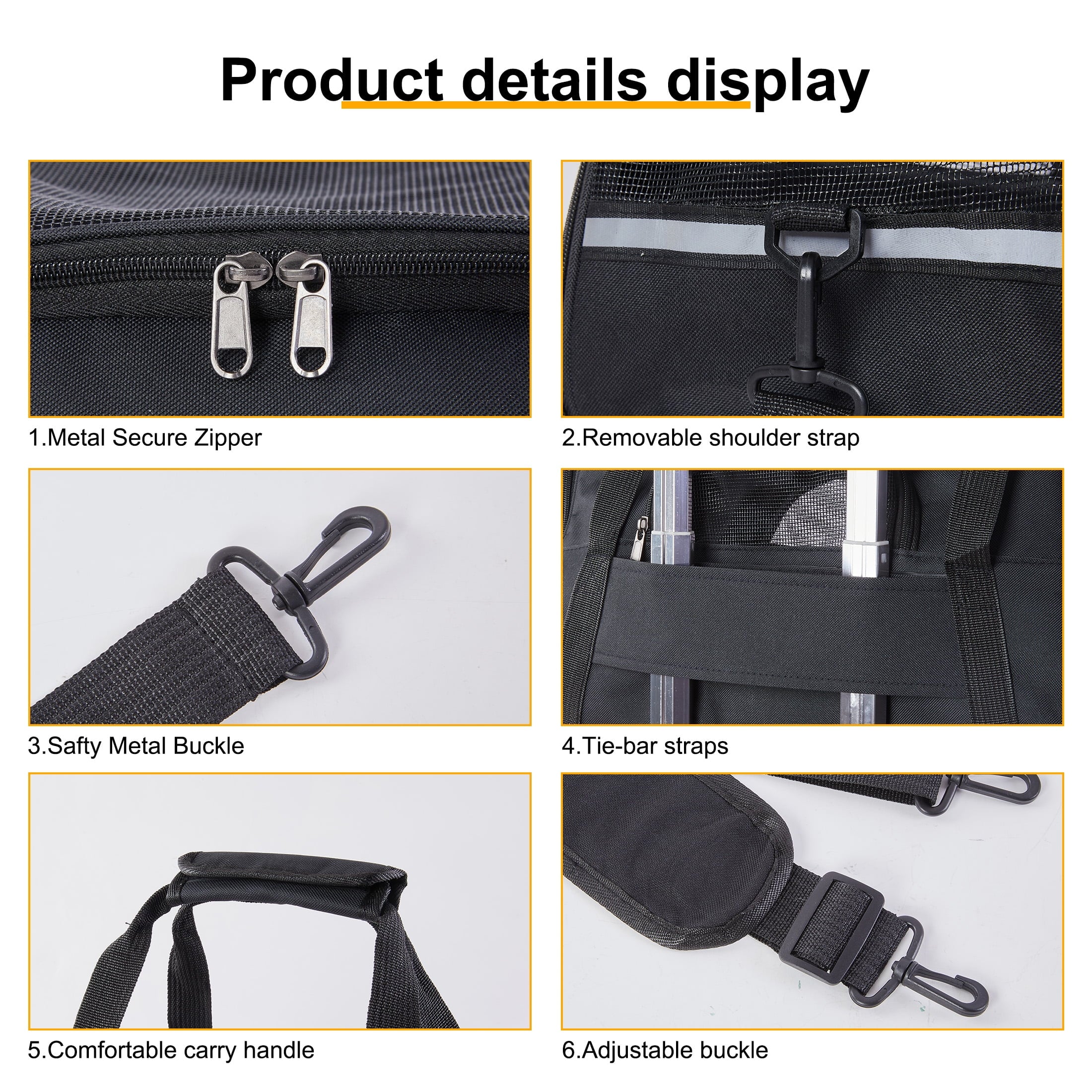 Onekawa Airline Approved Pet Carrier,Tsa approved pet carrier,Soft Sided Cat Carriers,Applicable for Small Dog Cats,Black