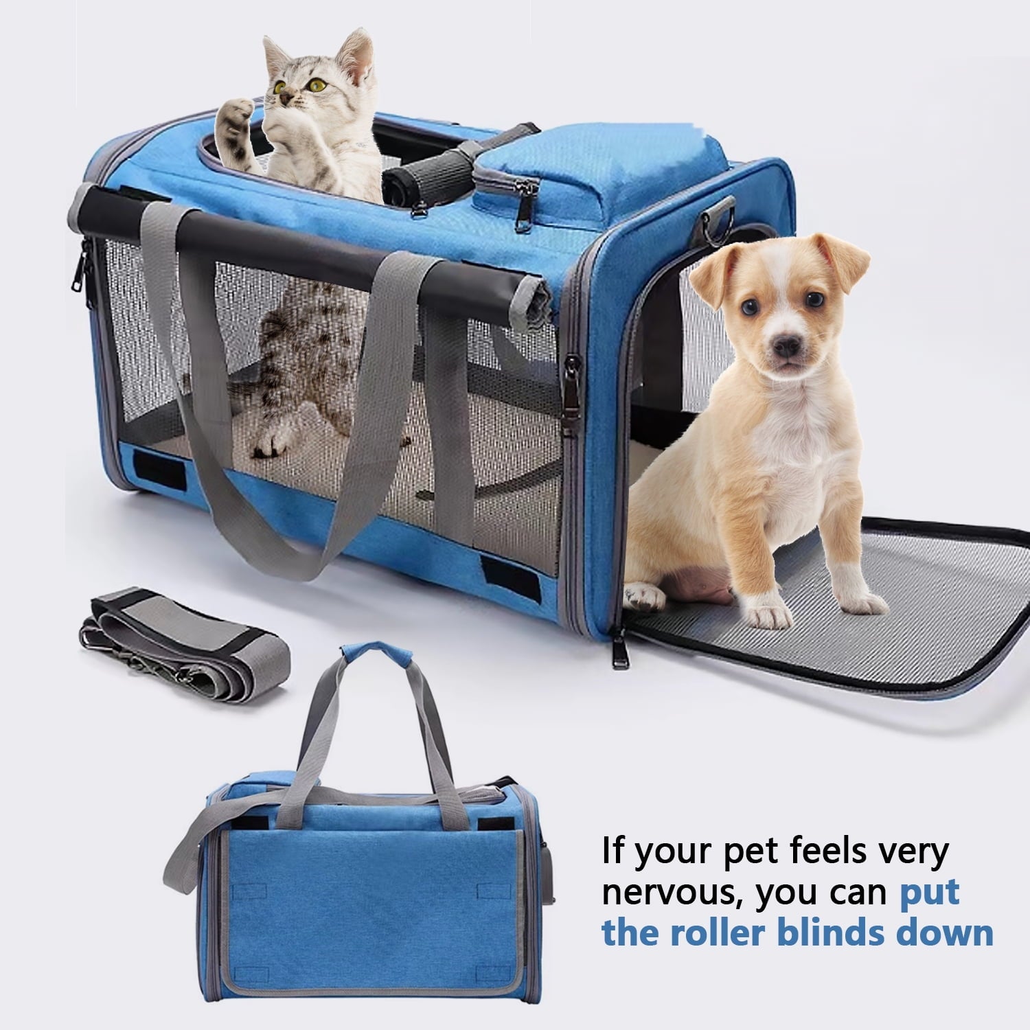 TNYXORIX Cat Carrier Pet Carrier for Small Medium Large Cats Dogs Rabbits Puppies up to 25 Lbs,TSA Airline Approved Dog Carrier Soft Sided,Collapsible Travel Puppy Carrier - Navy