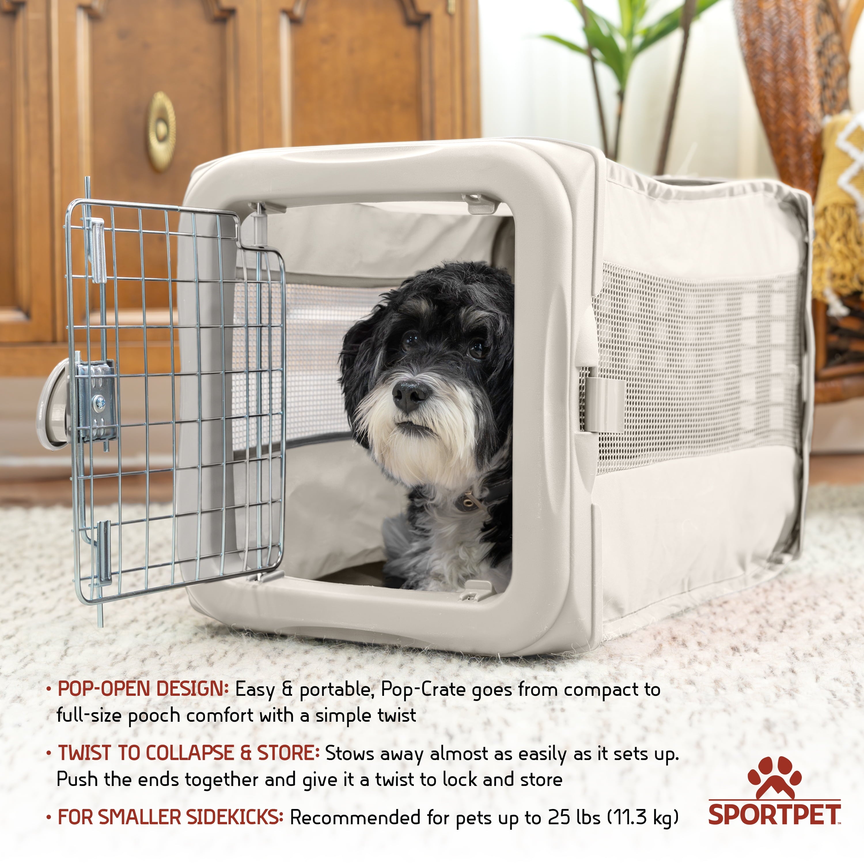 SportPet Small Soft Sided Collapsible Pop Crate