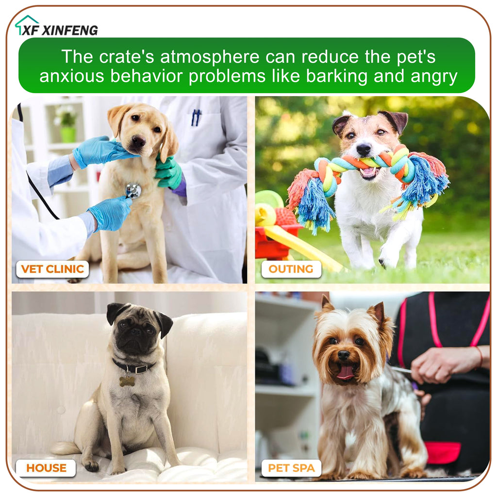 XF XINFENG Large Dog Crate Kennel for Medium Large Dogs 30 inches Metal Dog Cage Double-Door Folding Travel Indoor Outdoor Puppy Playpen with Divider