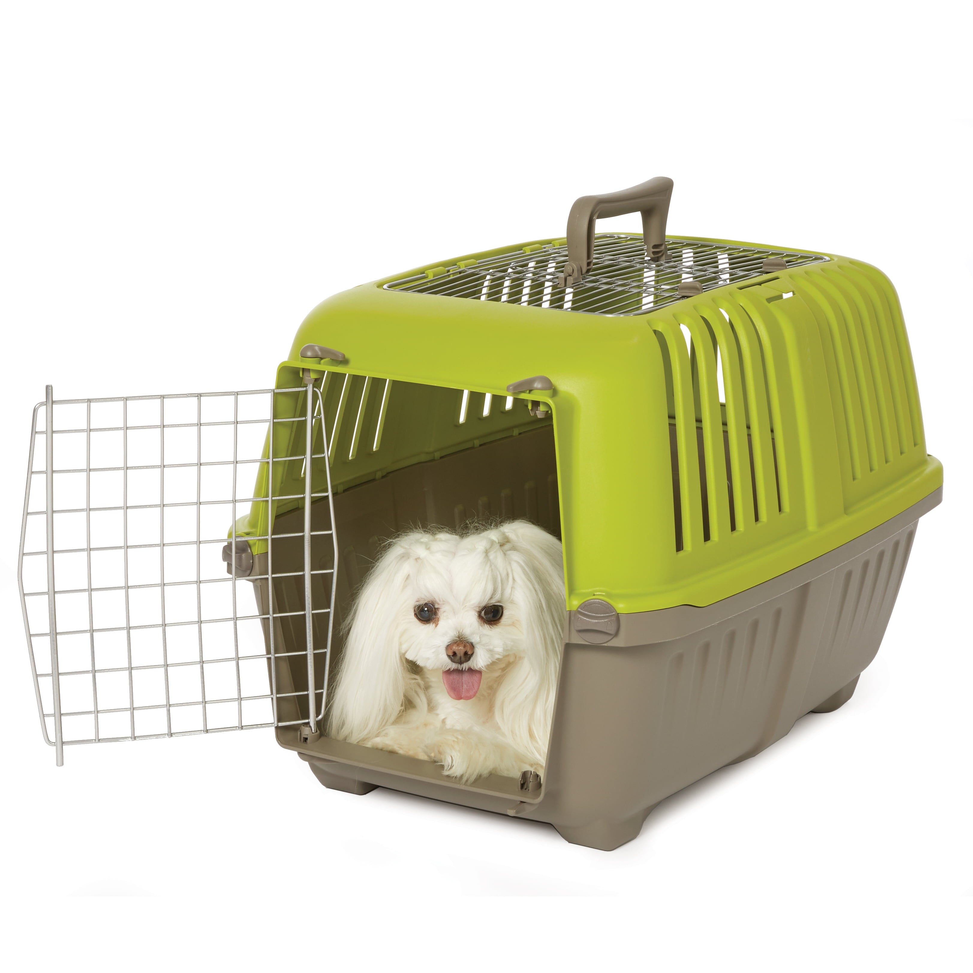 MidWest Homes for Pets 24 inch Top Door Spree Travel Pet Carrier for Dog/Cat with Steel Door, Green