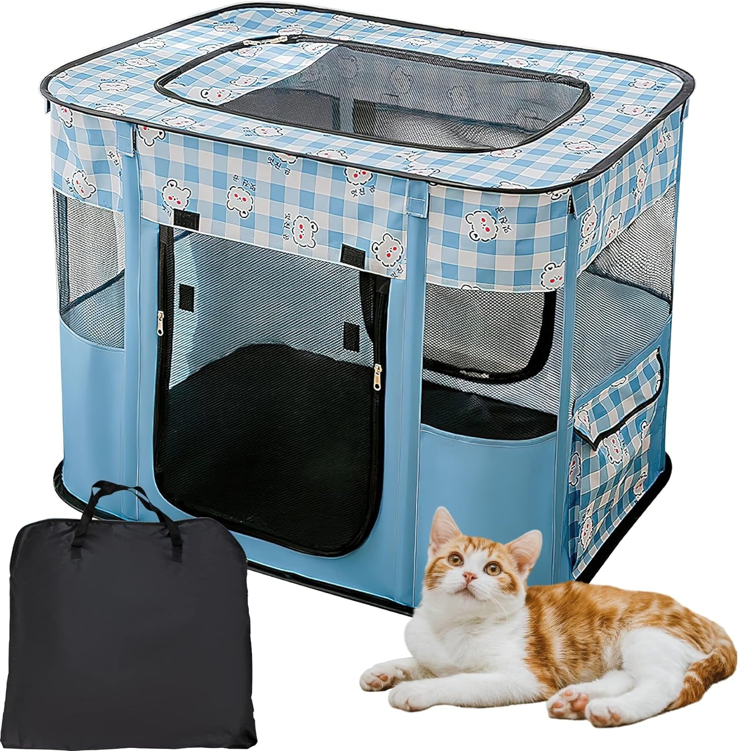 Collapsible Dog Crate Portable Cat Cage Pet Delivery Room Suitable for Dogs/Cats/Rabbits/Pets,ZBH,Blule