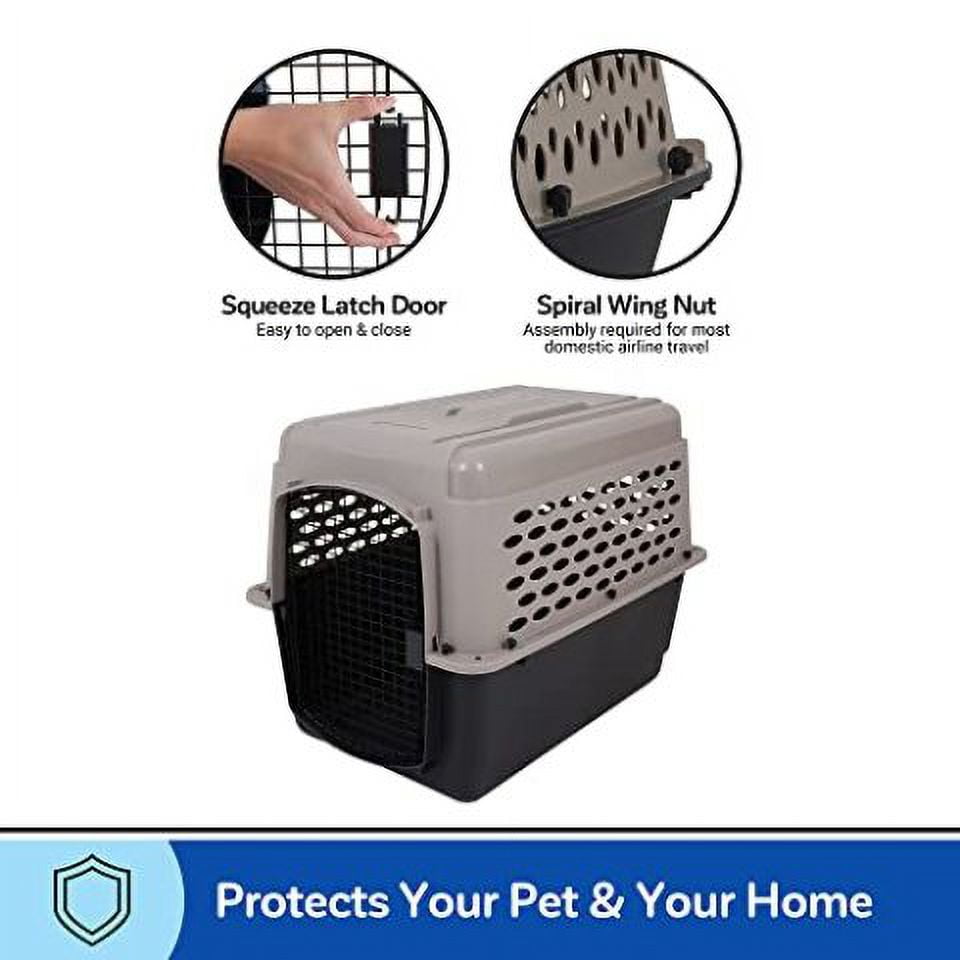 Petmate Vari Dog Kennel Plastic Portable Travel Crate Airline Friendly Pet Carrier, Medium to Large 36" for Pets 50-70 lb, Taupe/Black