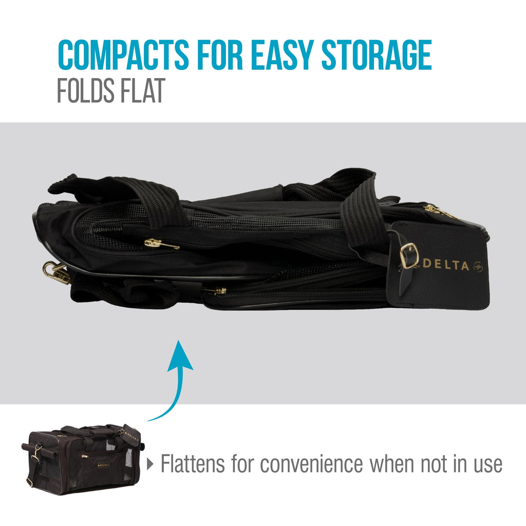 Sherpa Delta Airlines Travel Pet Carrier, Airline Approved & Guaranteed On Board - Black, Medium