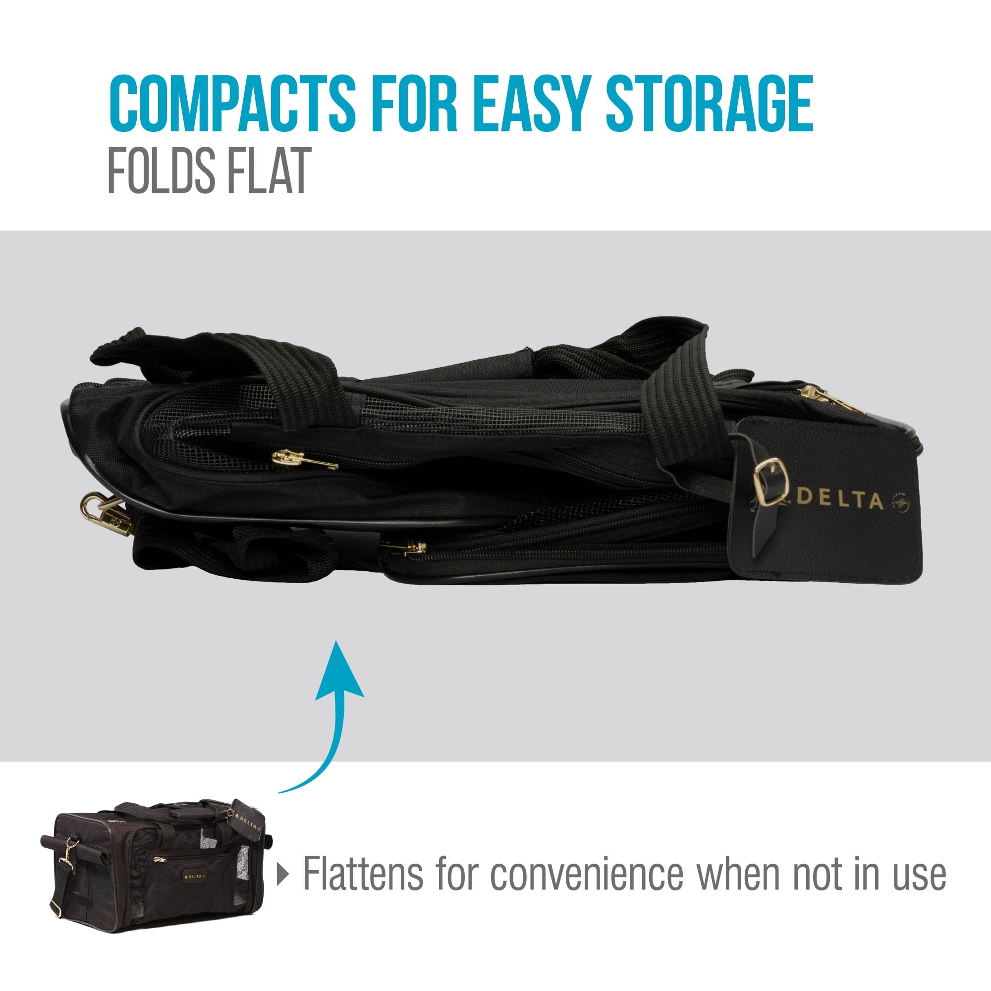 Sherpa Delta Airlines Travel Pet Carrier, Airline Approved & Guaranteed On Board - Black, Medium