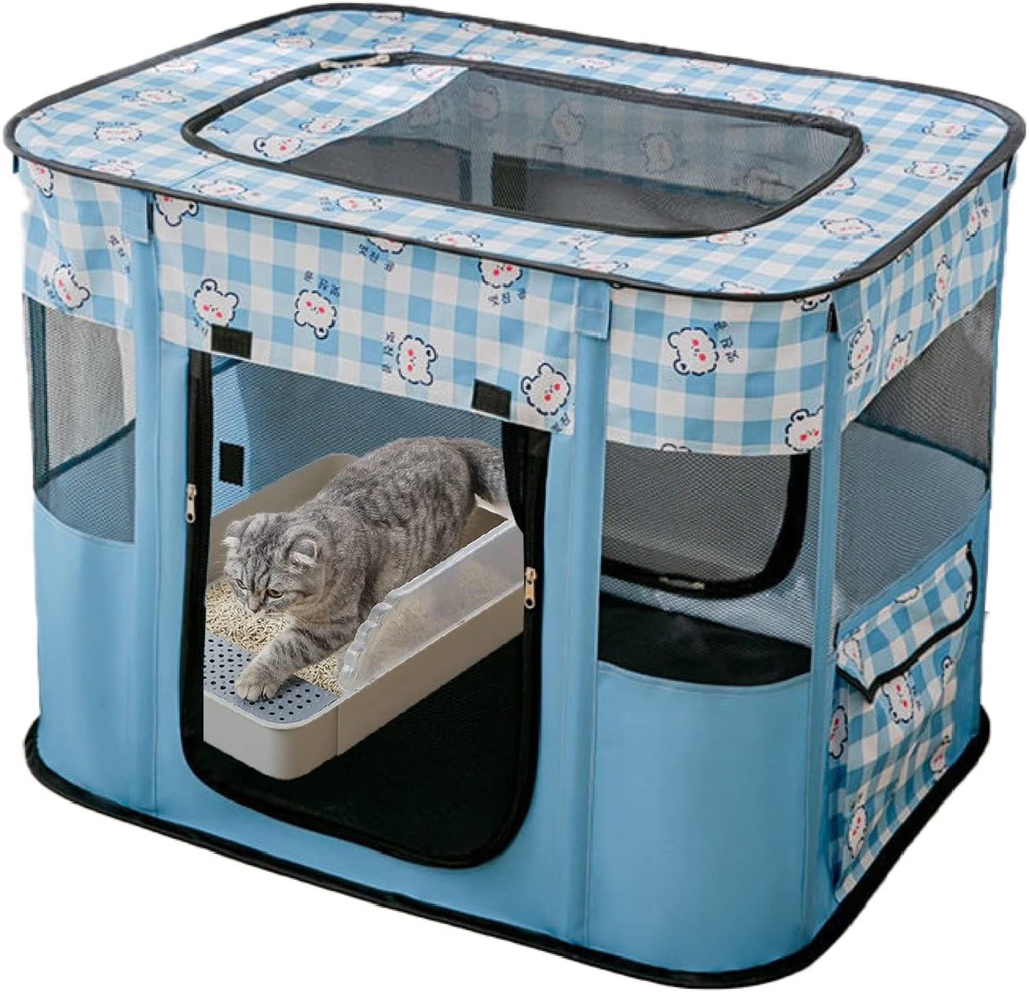 Collapsible Dog Crate Portable Cat Cage Pet Delivery Room Suitable for Dogs/Cats/Rabbits/Pets,ZBH,Blule