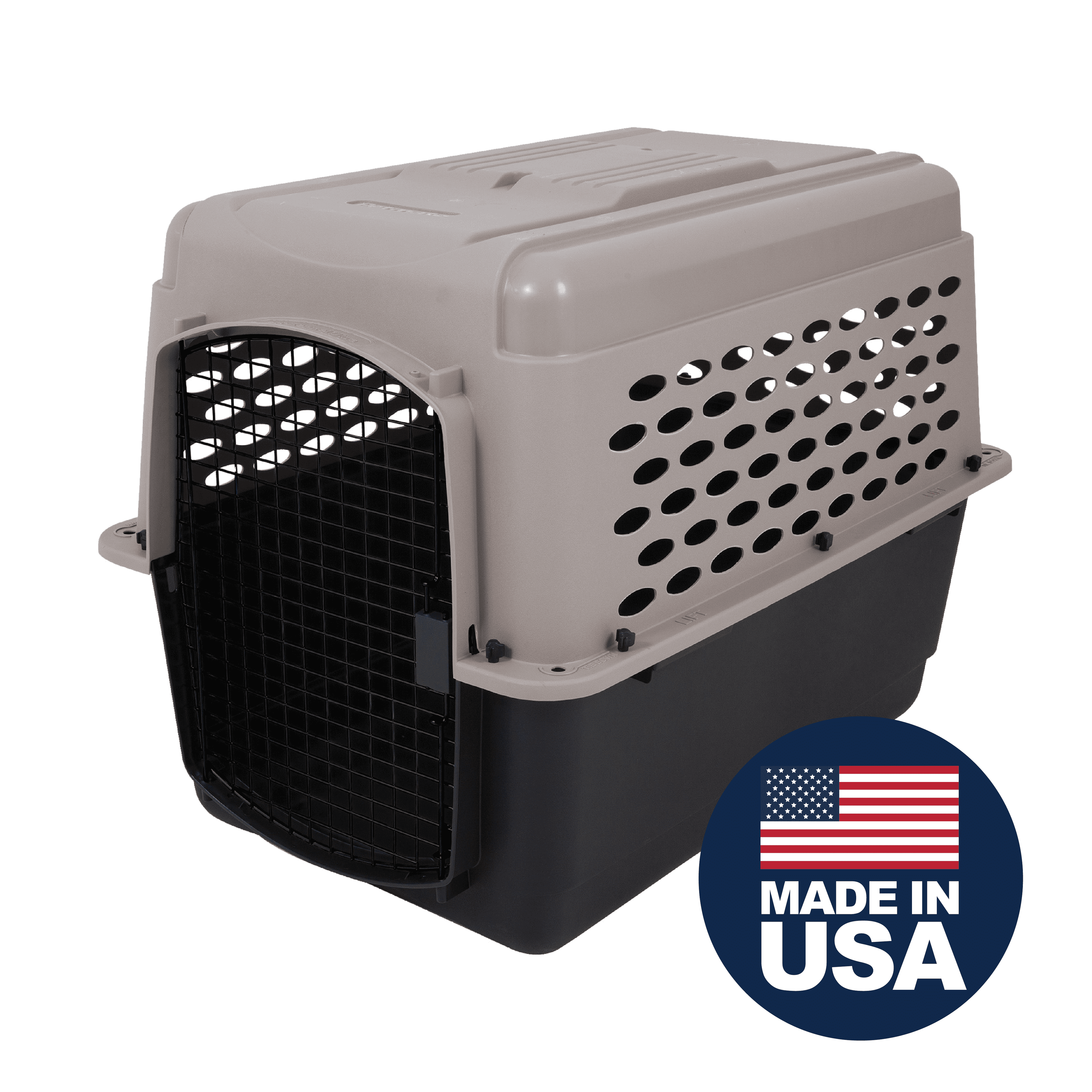 Petmate Vari Dog Kennel Plastic Portable Travel Crate Airline Friendly Pet Carrier, Medium to Large 36" for Pets 50-70 lb, Taupe/Black