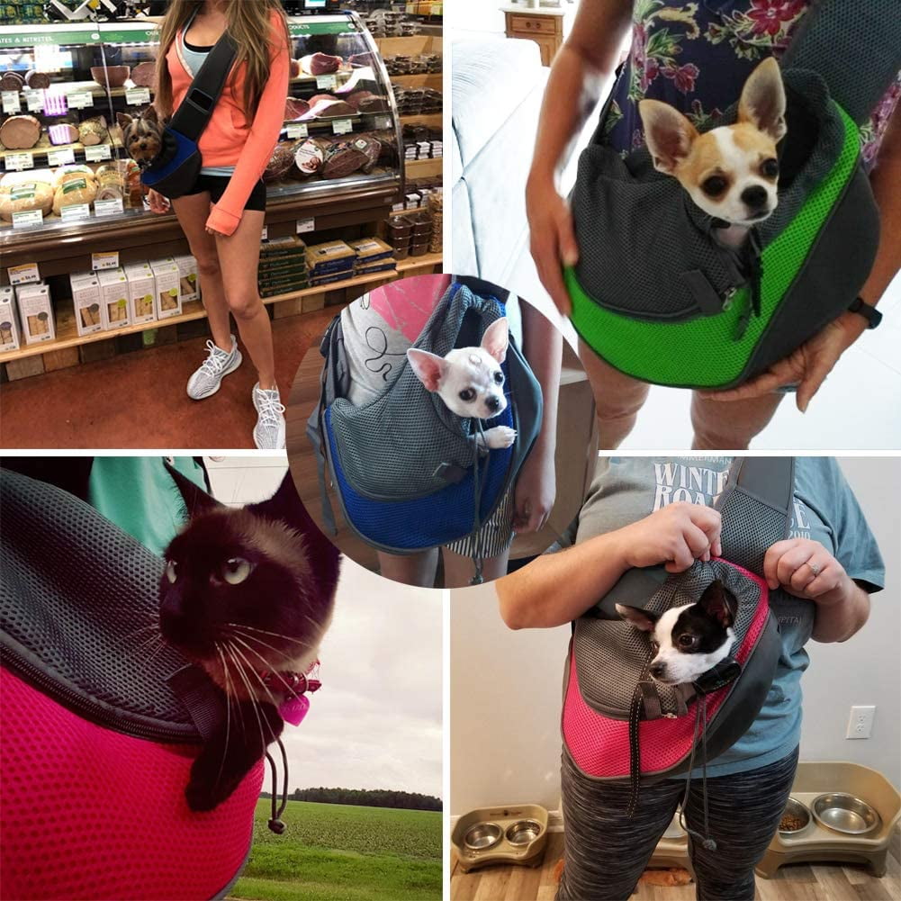 Pet Sling Carrier, TINGOR Dog Sling Carrier with Breathable Mesh, Travel Safe Sling Bag Carrier for Small Dogs Cats Less Than 5lbs