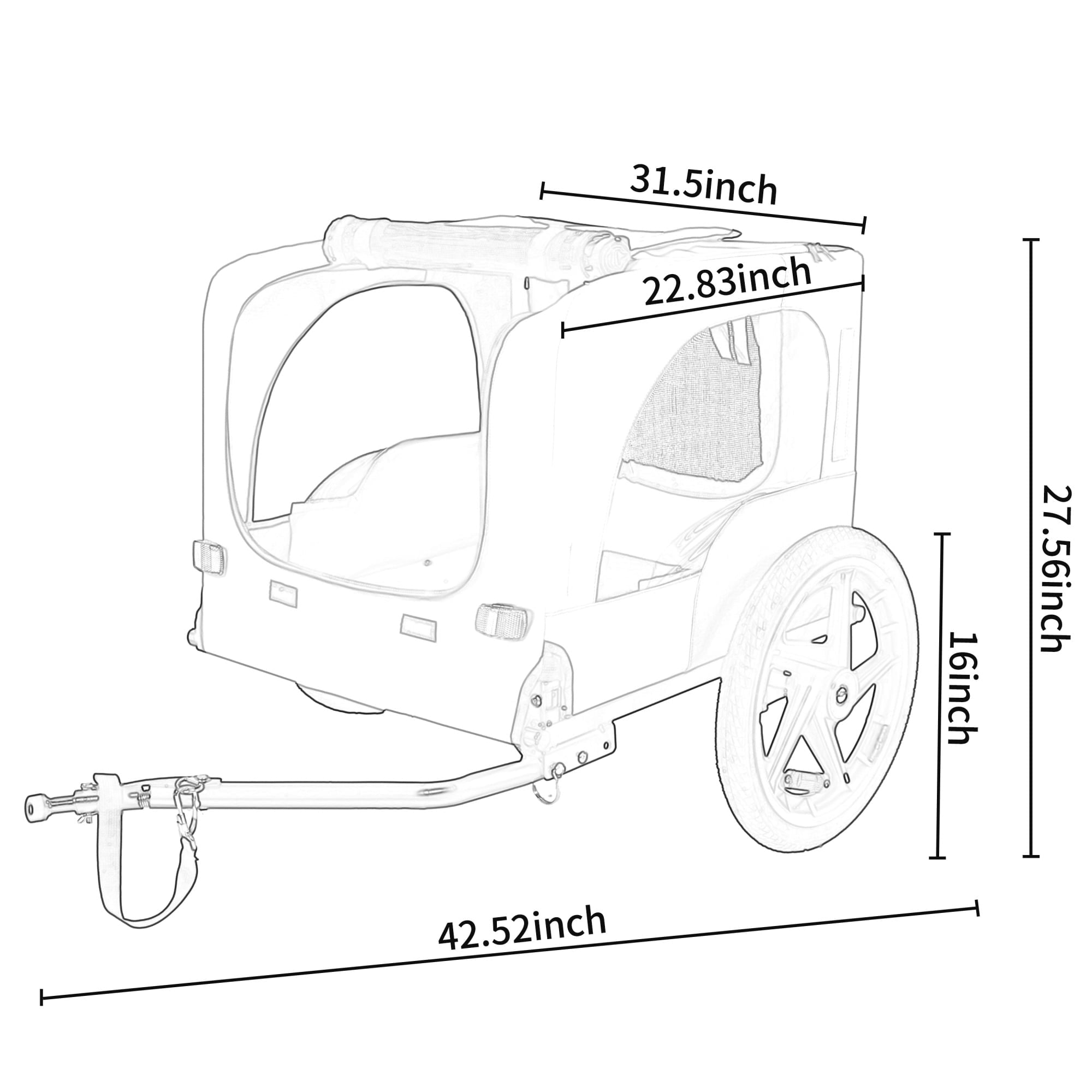 Pet Bike Trailer Dog/Cat Carrier with Detachable Dog Cart for Bicycle,Easy Folding Frame Pets Cart Suitable for Small and Medium