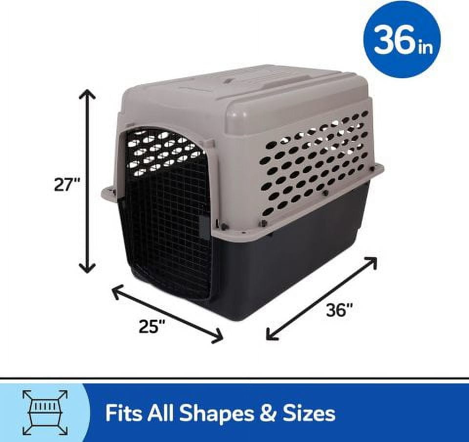 Petmate Vari Dog Kennel Plastic Portable Travel Crate Airline Friendly Pet Carrier, Medium to Large 36" for Pets 50-70 lb, Taupe/Black