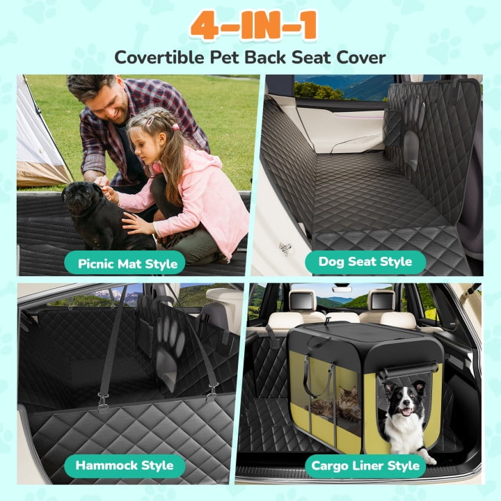 Dog Seat Cover-LAKWAR Non-slip Dog Car Hammocks with Seatbelt Dog Car Seat Cover Waterproof and Scratch-Resistant Dog Car Back Seat Protection