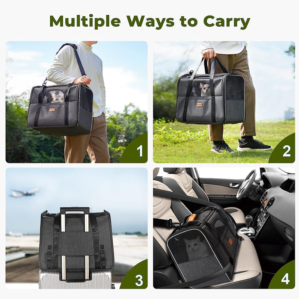 Cat Carrier MORPILOT® Extra Large Cat Bag with Water Bowl, Soft Sided Tsa Airline Approved Pet Carrier up to 25LB, Travel Puppy Carrier Cat Carrier for Small Medium Large Dogs Cats Rabbits - Gray
