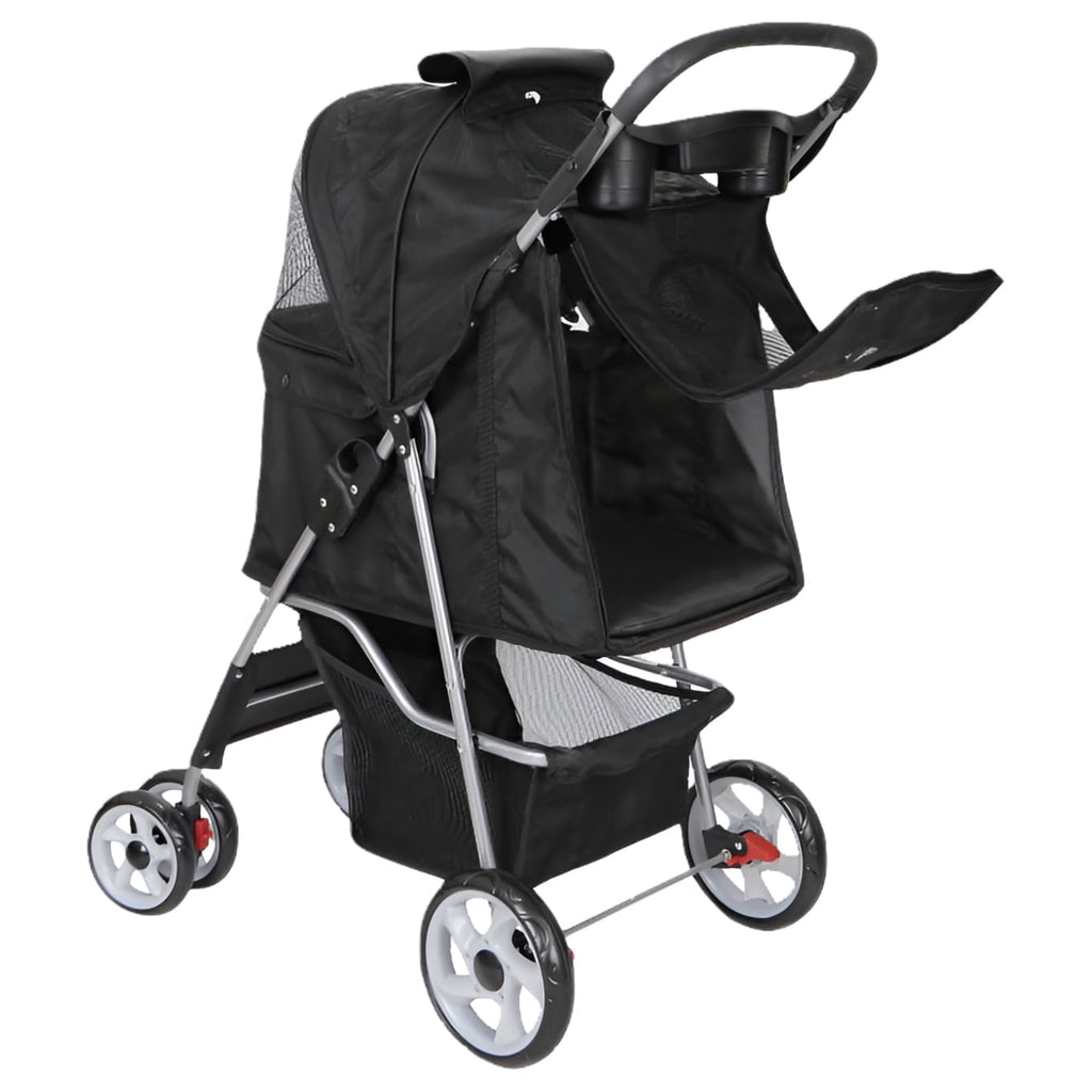 ZENY 4 Wheel Foldable Dog Pet Stroller - Black
