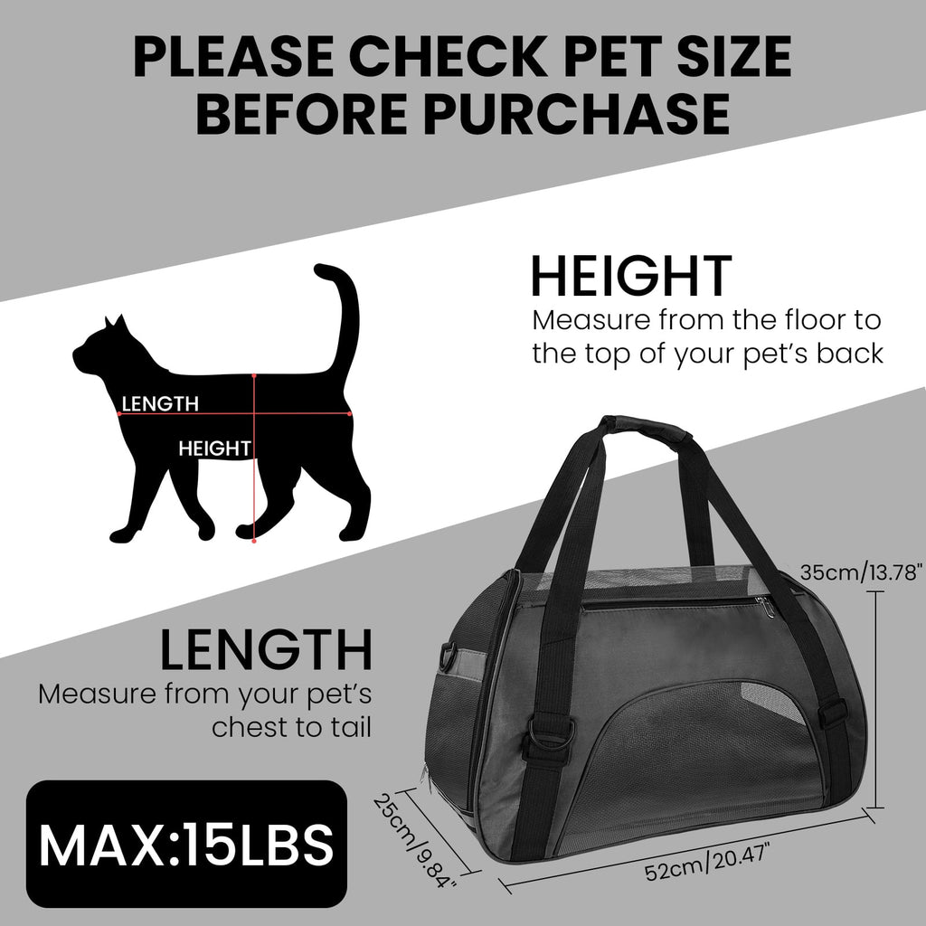 PcEoTllar Cat Carrier Airline Approved Pet Carrier, Dog Carrier, Puppy Carrier, Outdoor Carrier, Black