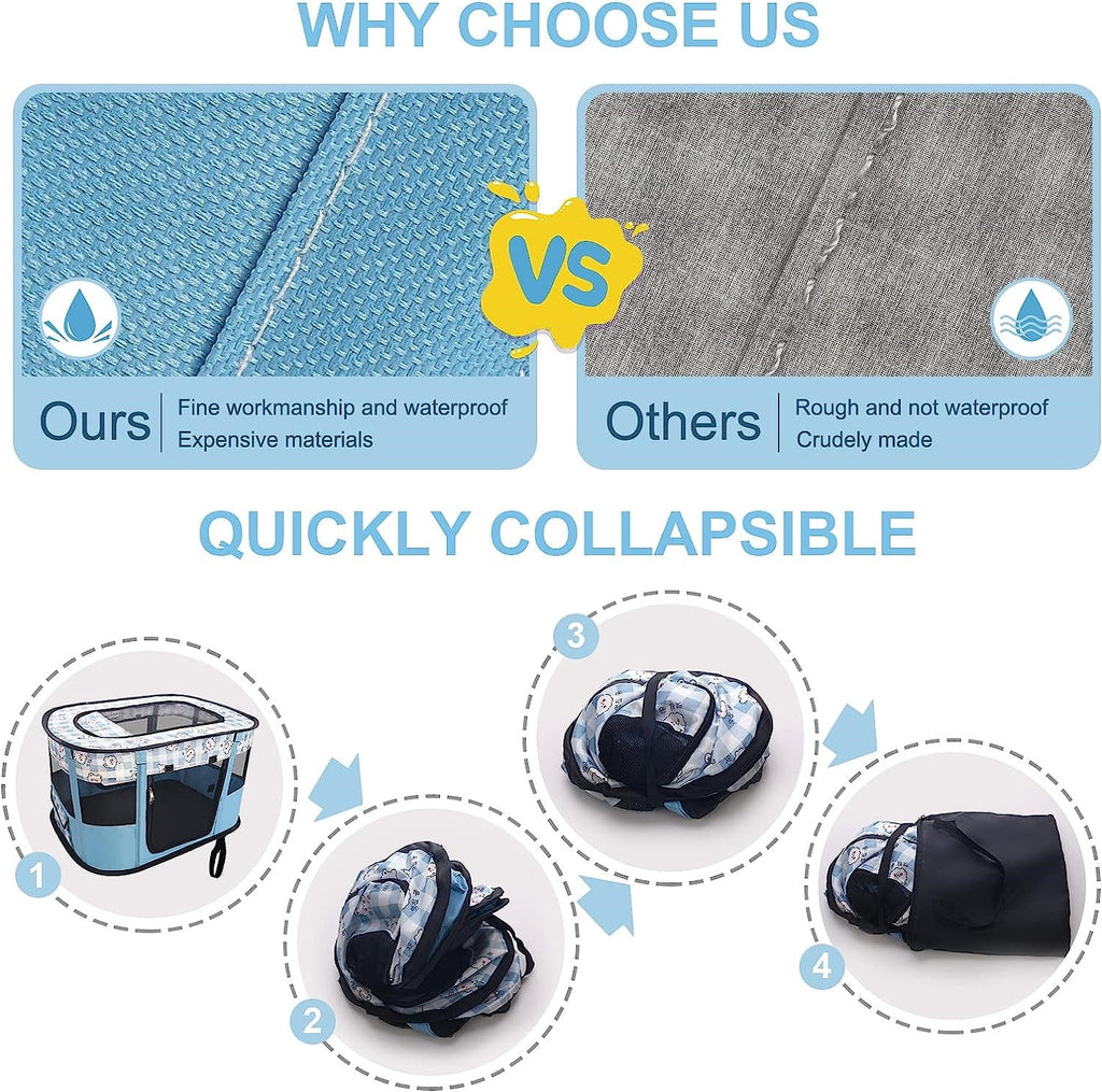 Collapsible Dog Crate Portable Cat Cage Pet Delivery Room Suitable for Dogs/Cats/Rabbits/Pets,ZBH,Blule