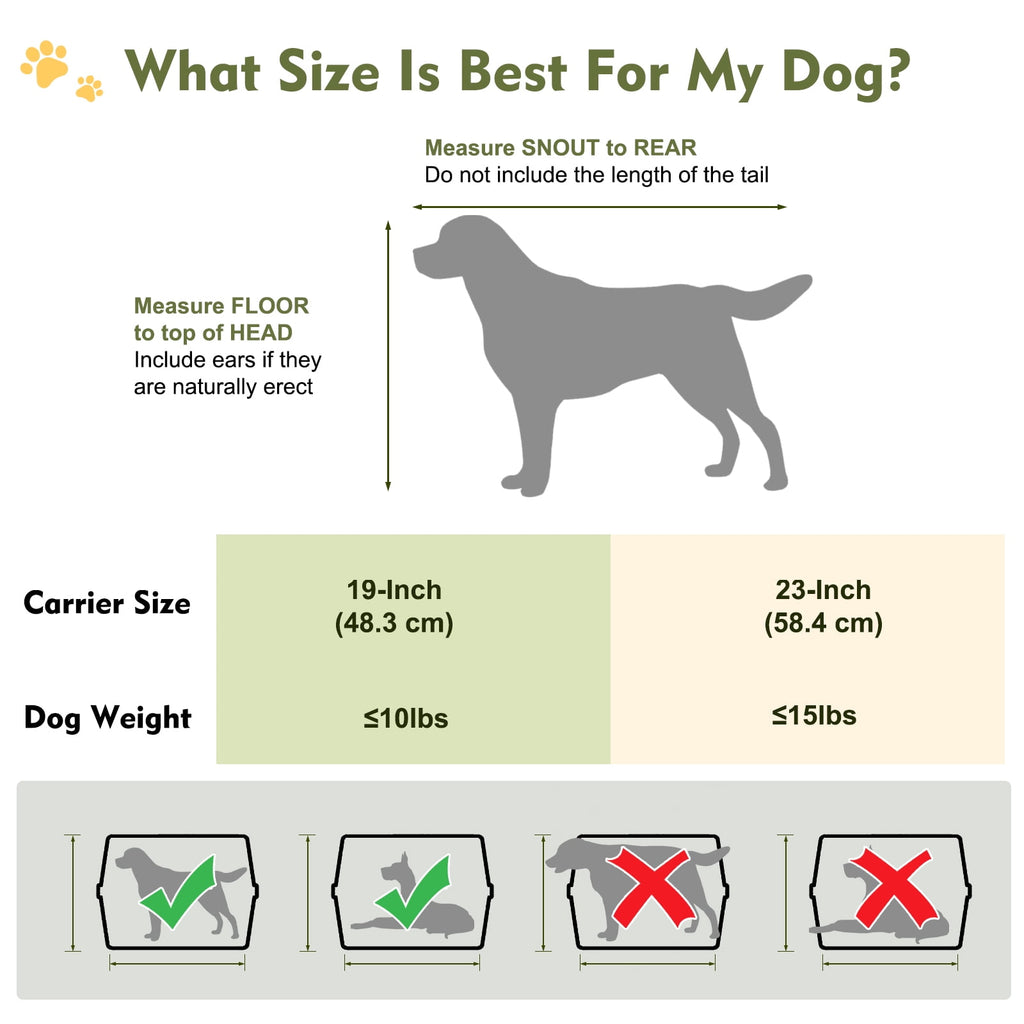 Fruggis Two-Door Dog Kennel with Top Opening, Plastic Dog Crate Porable for Pets up to 10 lbs, 19" - Taupe & Black