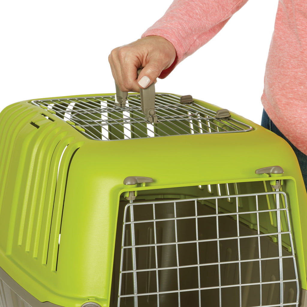 MidWest Homes for Pets 24 inch Top Door Spree Travel Pet Carrier for Dog/Cat with Steel Door, Green