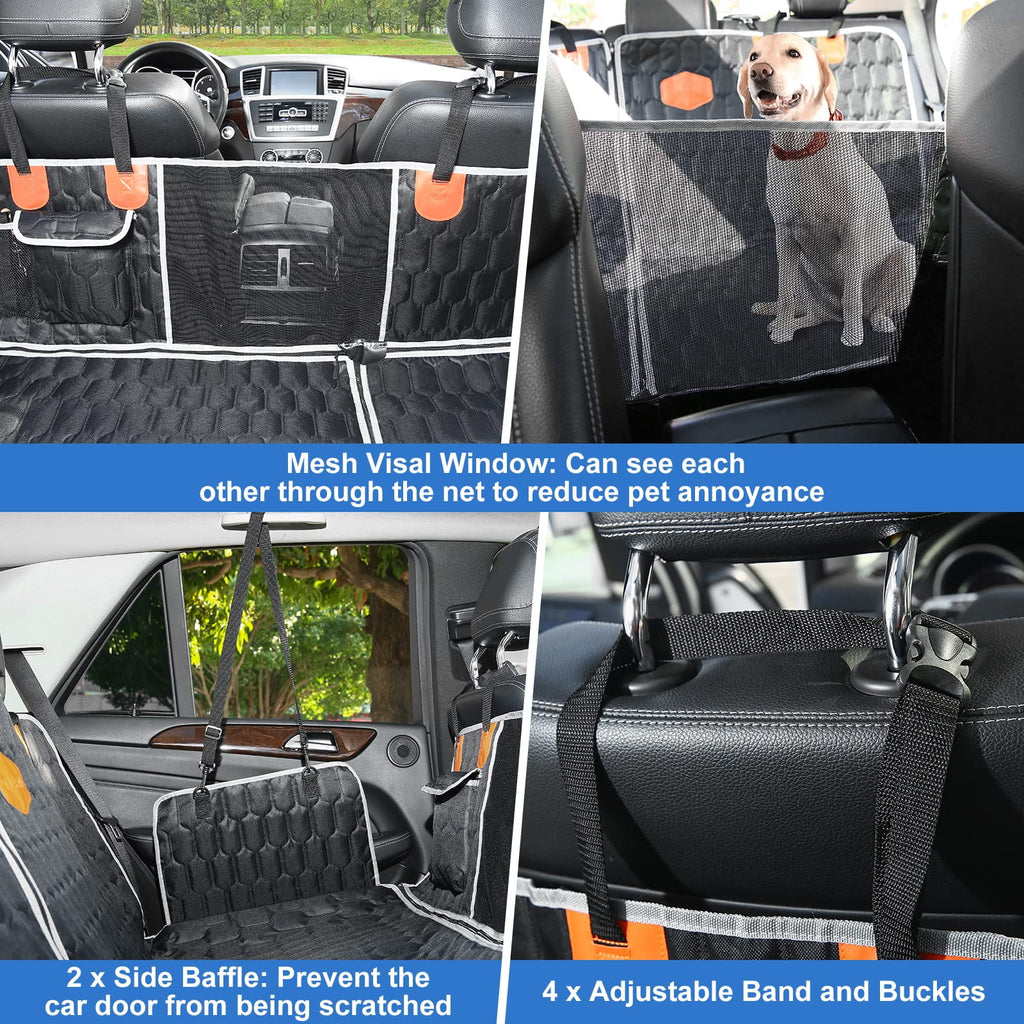 OneAmg Dog Car Seat Cover, 600D Oxford Fabric, Waterproof, Non-Slip Dog Seat Hammock for SUV/Car/Truck, Suitable for Traveling and Camping, Black