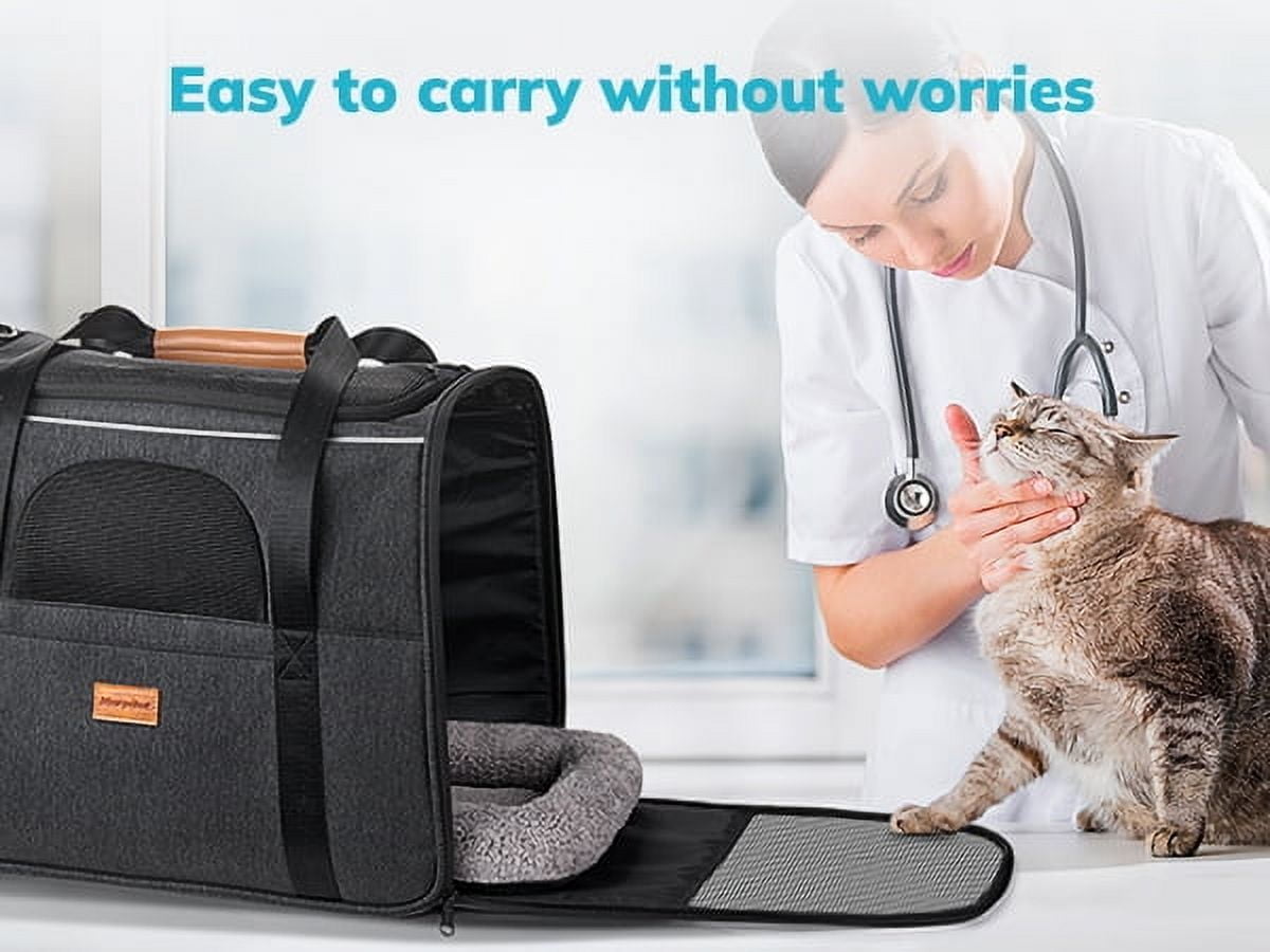 Cat Carrier MORPILOT® Extra Large Cat Bag with Water Bowl, Soft Sided Tsa Airline Approved Pet Carrier up to 25LB, Travel Puppy Carrier Cat Carrier for Small Medium Large Dogs Cats Rabbits - Gray