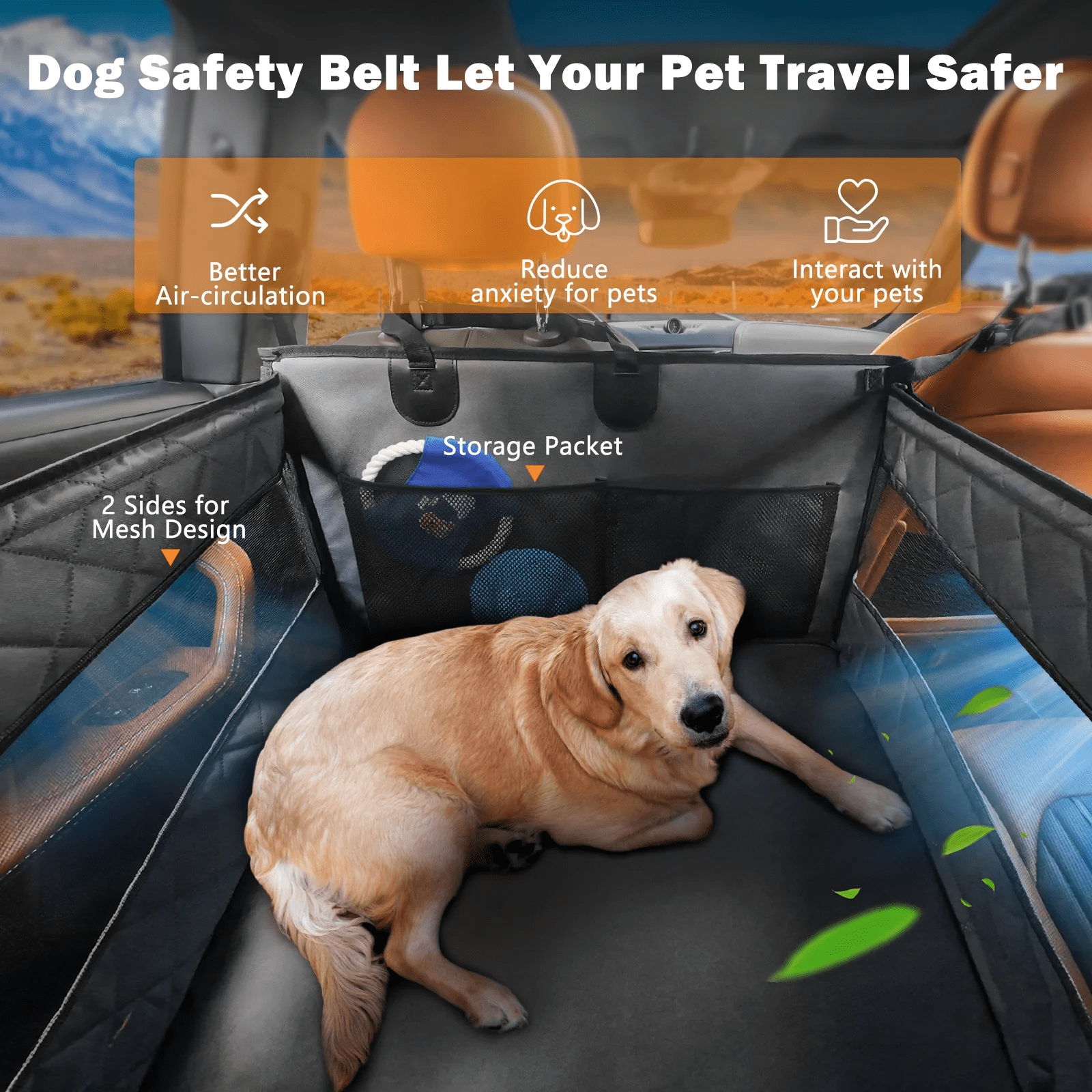 Dog Car Seat Large Size Dog with Hard Bottom,FurLove Waterproof Dog Hammock, Duty Scratch Proof Nonslip Durable with Mesh Window & Pocket, Covers for Cars Trucks, and SUVs, Gray