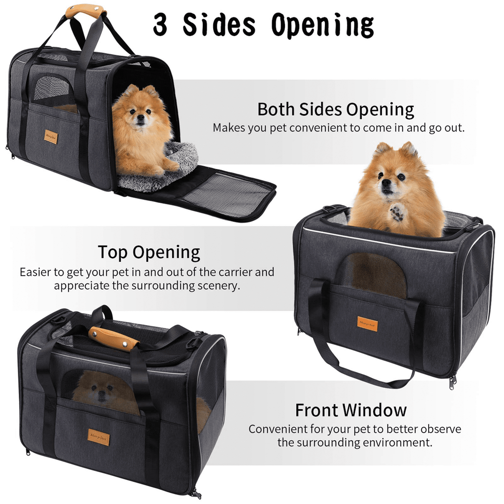 Cat Carrier MORPILOT® Extra Large Cat Bag with Water Bowl, Soft Sided Tsa Airline Approved Pet Carrier up to 25LB, Travel Puppy Carrier Cat Carrier for Small Medium Large Dogs Cats Rabbits - Gray