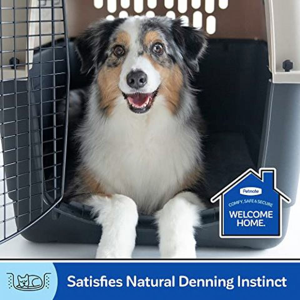 Petmate Vari Dog Kennel Plastic Portable Travel Crate Airline Friendly Pet Carrier, Medium to Large 36" for Pets 50-70 lb, Taupe/Black
