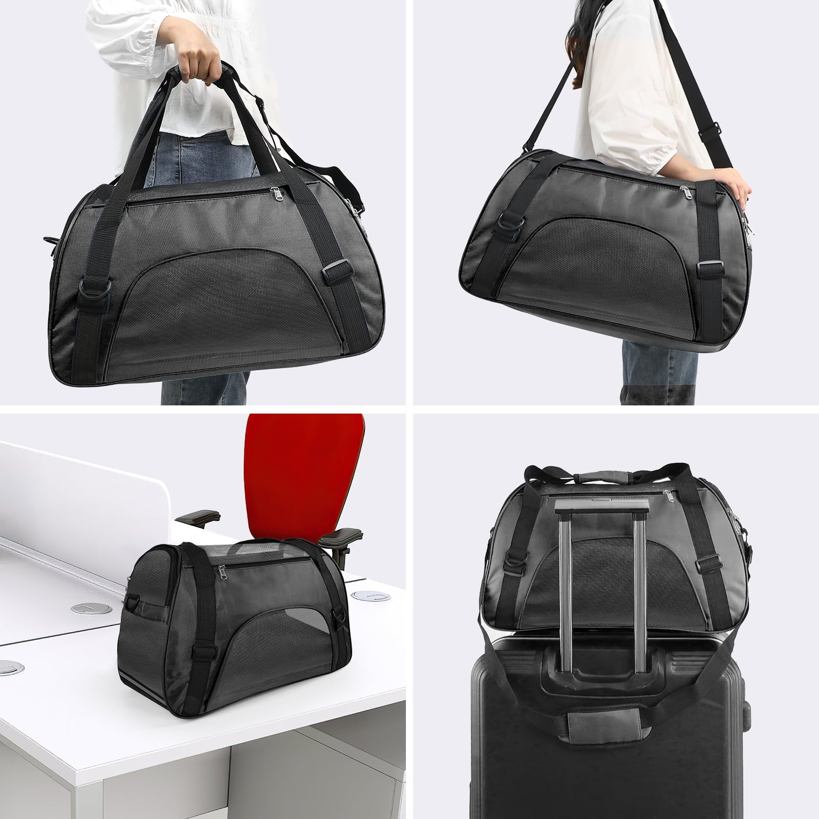 PcEoTllar Cat Carrier Airline Approved Pet Carrier, Dog Carrier, Puppy Carrier, Outdoor Carrier, Black