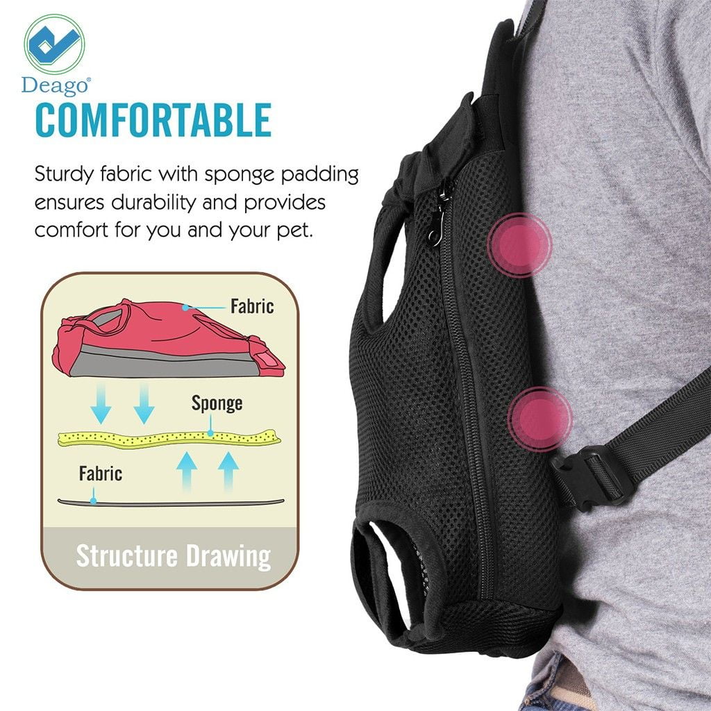 Deago Dog Cat Carrier Backpack Frontpack Carrier Travel Bag Legs Out Easy-Fit for Small Medium Pets Puppiies Outdoor Traveling Camping